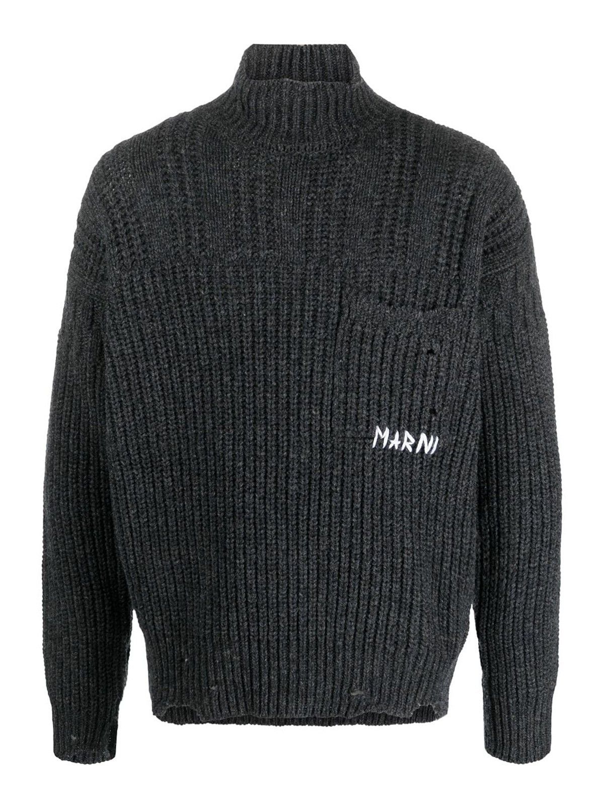 Marni o1y0225 Logo Turtleneck Sweater in Grey Size US S / EU 44-46 / 1 - 1 Thumbnail