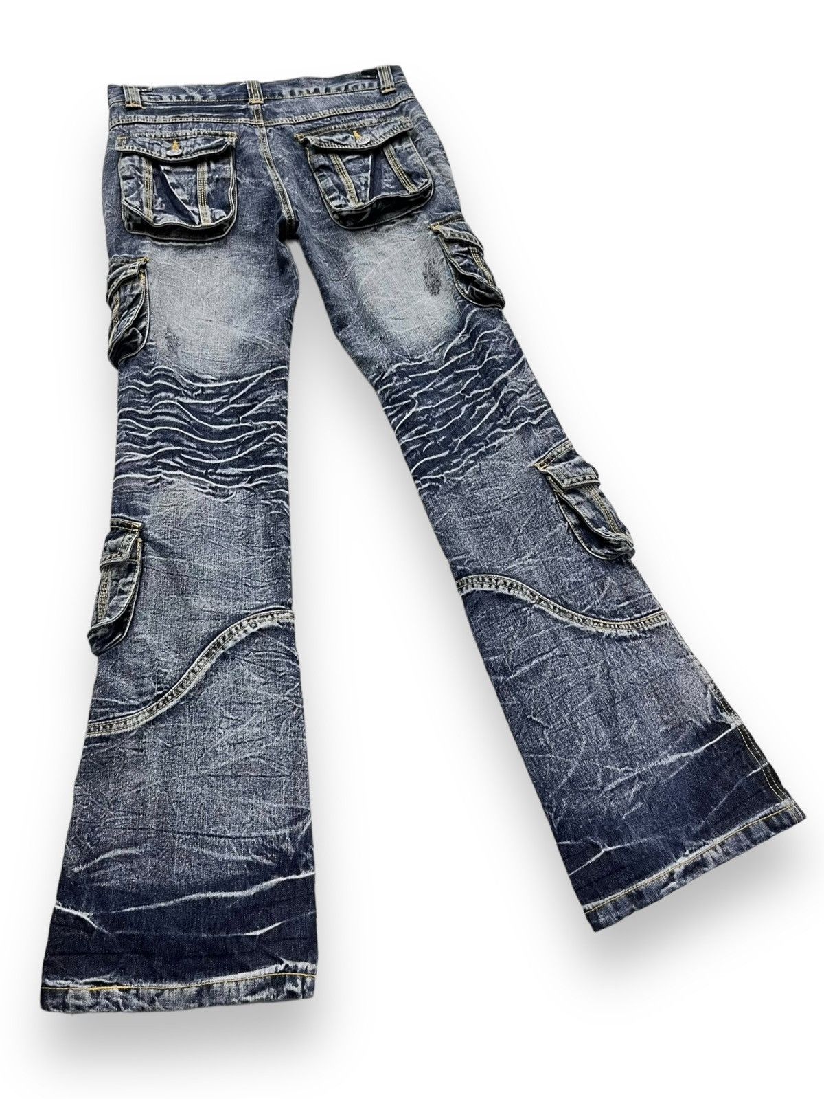 LOWBOX 🔥LOWBOX Distressed Whiskered Multipocket Punk Flare Denim Size US 29 - 8 Thumbnail