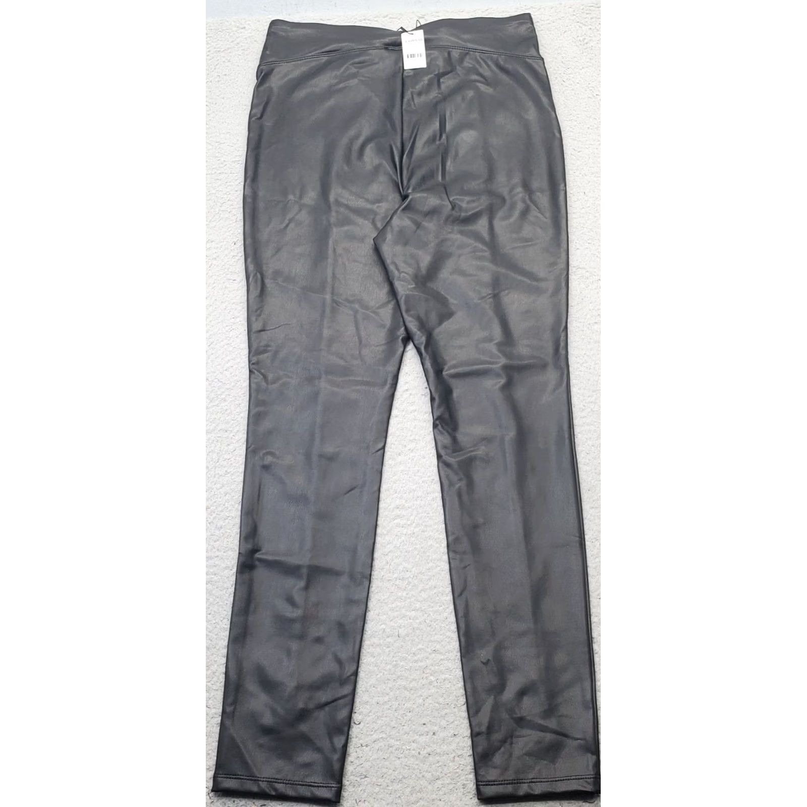 Express Express Womens Medium Black Faux Leather Pants Skinny High Waist Casual 27" Inseam Stretch Regular PAR Size 32" / US 10 / IT 46 - 2 Thumbnail