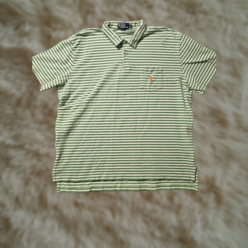 Polo Ralph Lauren VINTAGE Polo Ralph Lauren Polo Shirt Mens 2XL Green Striped Preppy Logo Embroidered Short Sleeve Collared Shirt Size US XXL / EU 58 / 5 - 1 Thumbnail