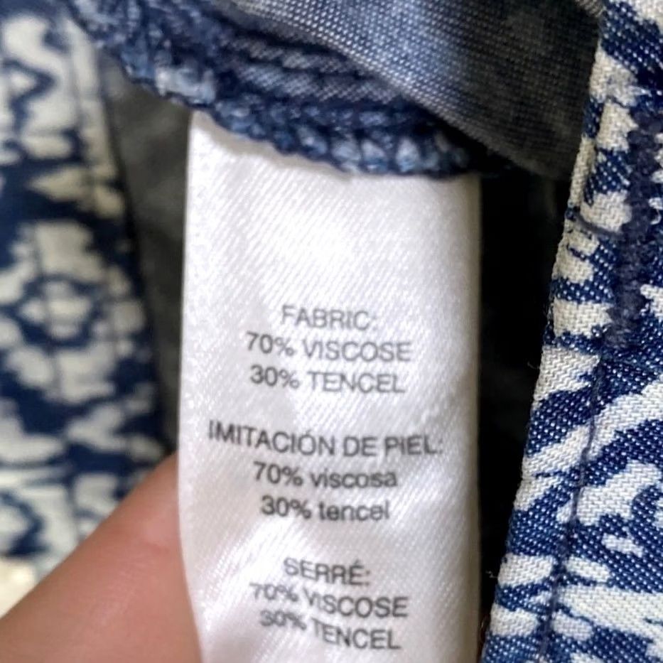 Vintage Chicos Womens Pants Blue White Geometric Light Weight Cropped 2 (L) Size 24" / US 00 / IT 34 - 5 Thumbnail