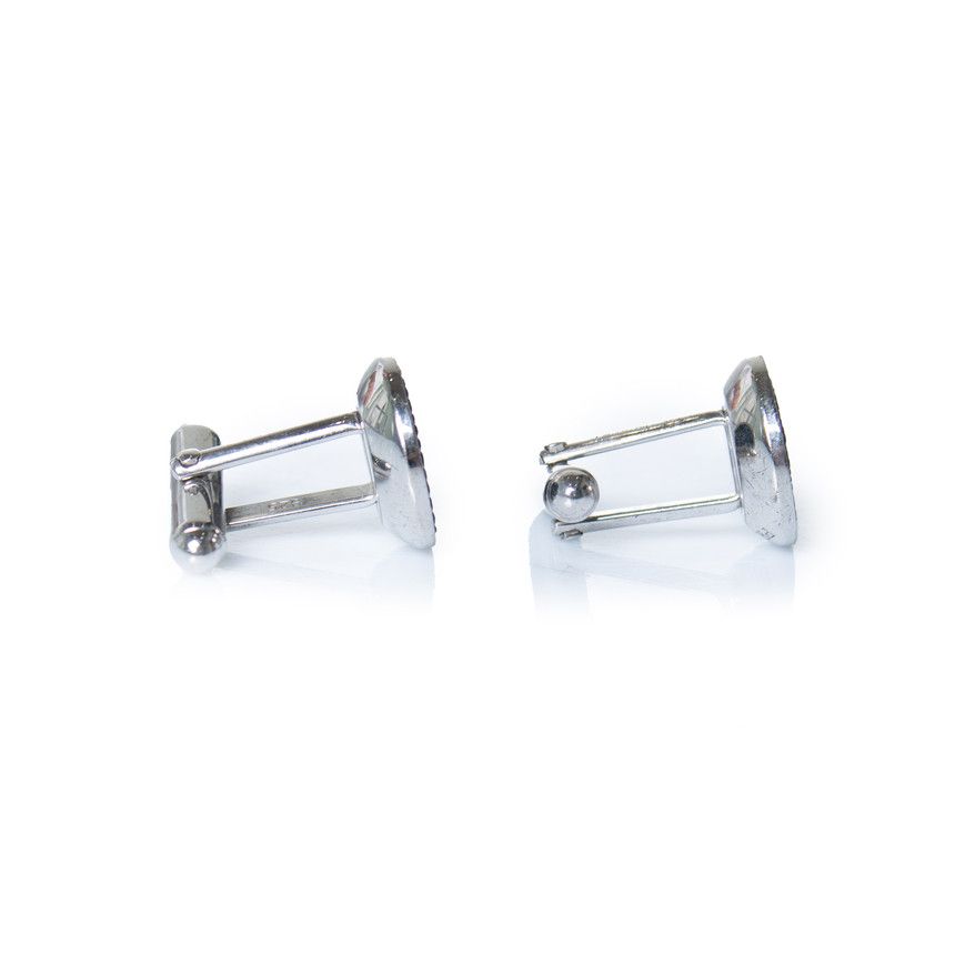 Prada Prada, silver toned and black leather cufflinks Size ONE SIZE - 5 Thumbnail