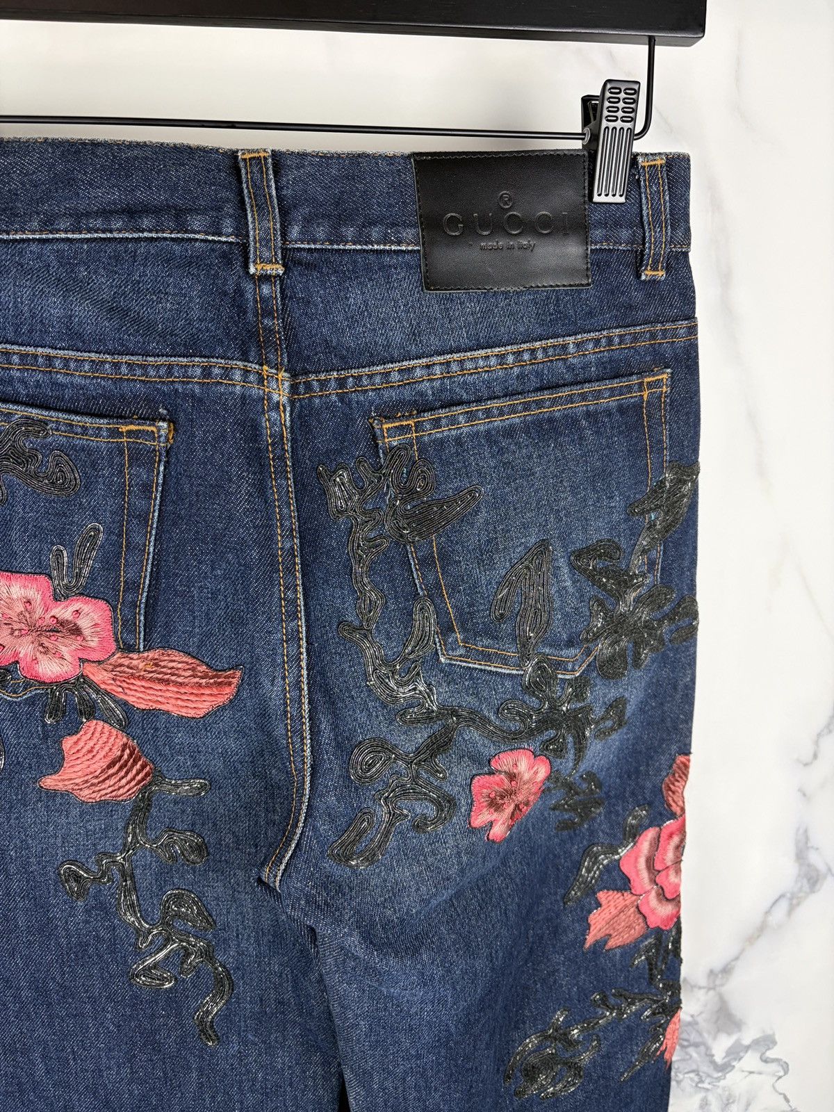 Gucci AW99 Gucci Tom Ford Runway Floral Embroidered Denim Jeans Size US 30 / EU 46 - 3 Thumbnail