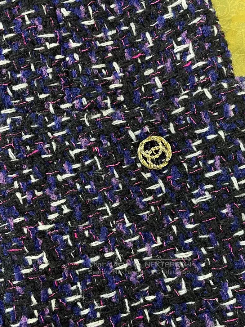 Chanel Chanel Blue color-blocked tweed braided backless dress Size XS / US 0-2 / IT 36-38 - 2 Thumbnail
