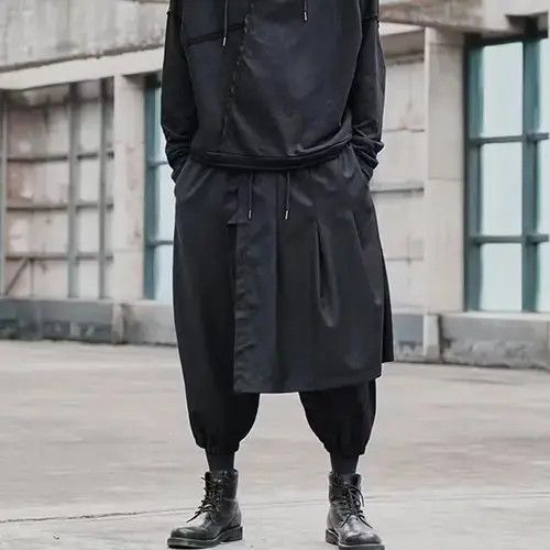 Other Solid Color Streetwear Punk Fashion Irregular Trousers Size US 35 - 1 Thumbnail