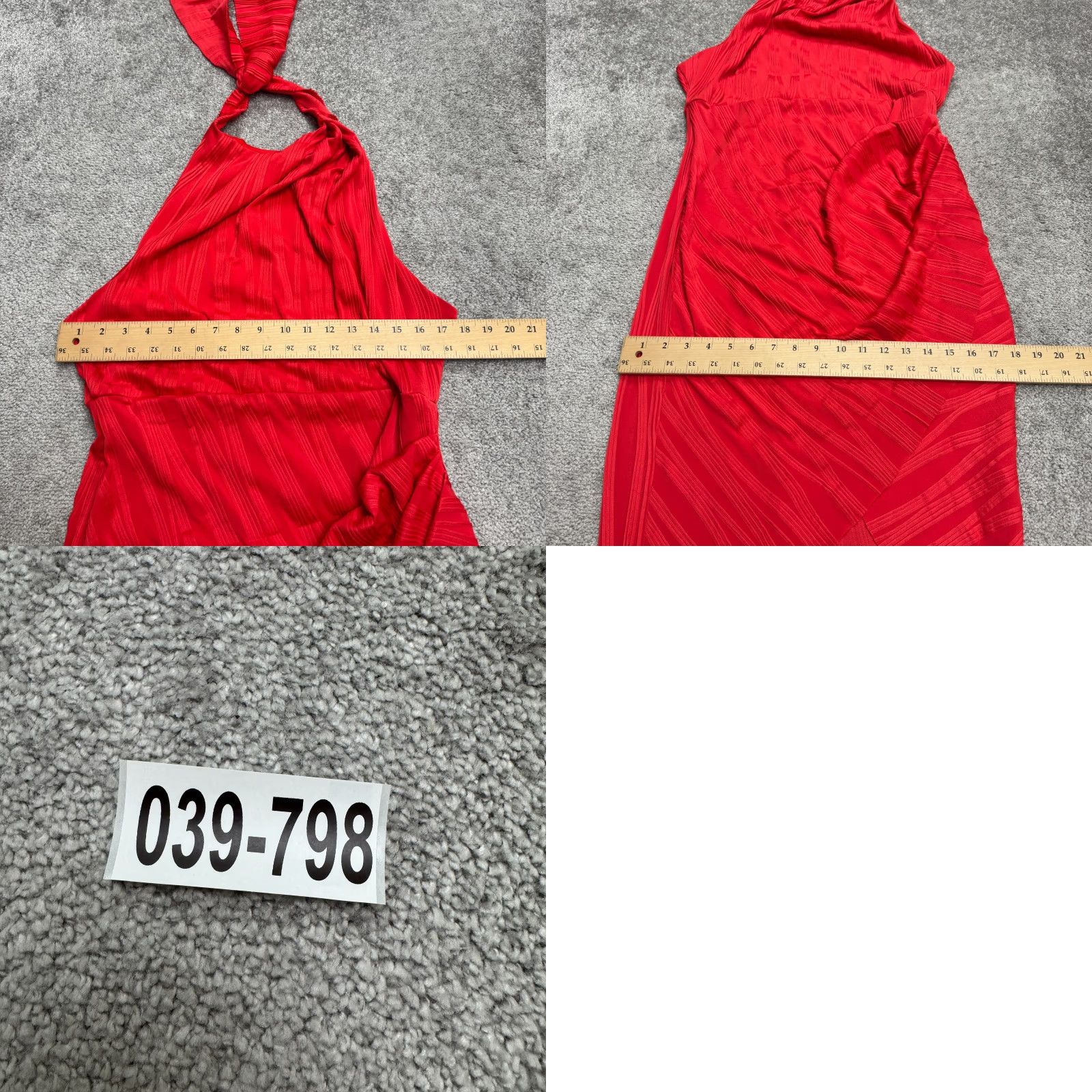 Asos ASOS Dress Women 12 Red Halter Sleeveless Backless Party Hi-Low Asymmetrical Hem Ruched Sheath Vintage No Size XL / US 12-14 / IT 48-50 - 9 Thumbnail