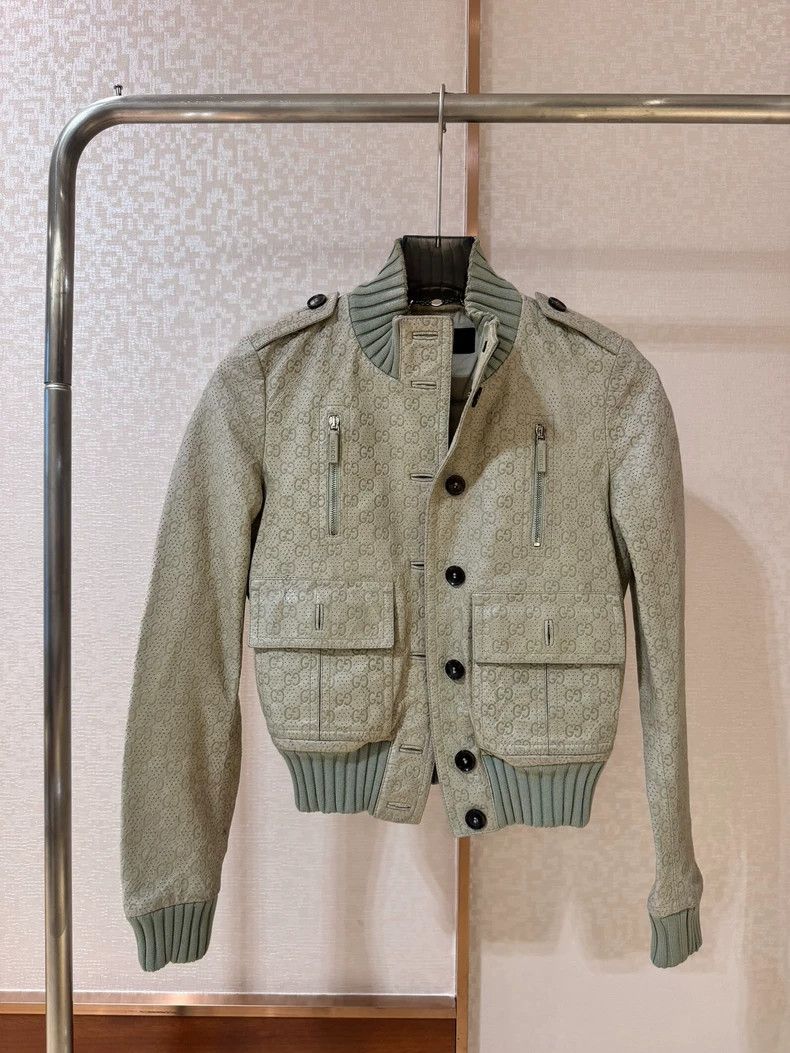 Gucci Gucci Size 38 Leather jacket with full logo Size US XXS / EU 40 - 1 Thumbnail