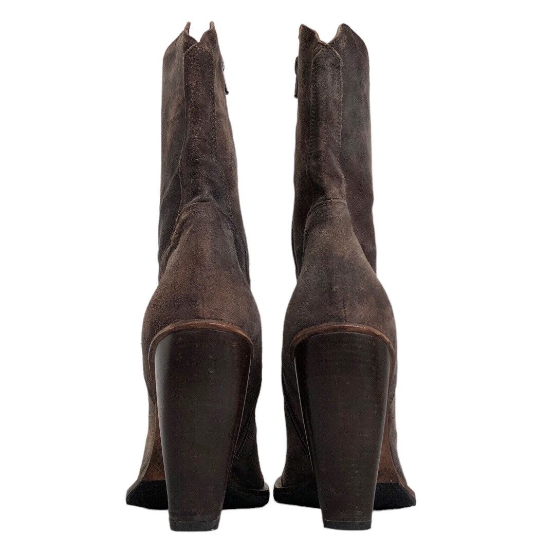 Gianni Barbato 🧿aged suede point toe heeled western boots brown Size US 9 / IT 39 - 11 Thumbnail