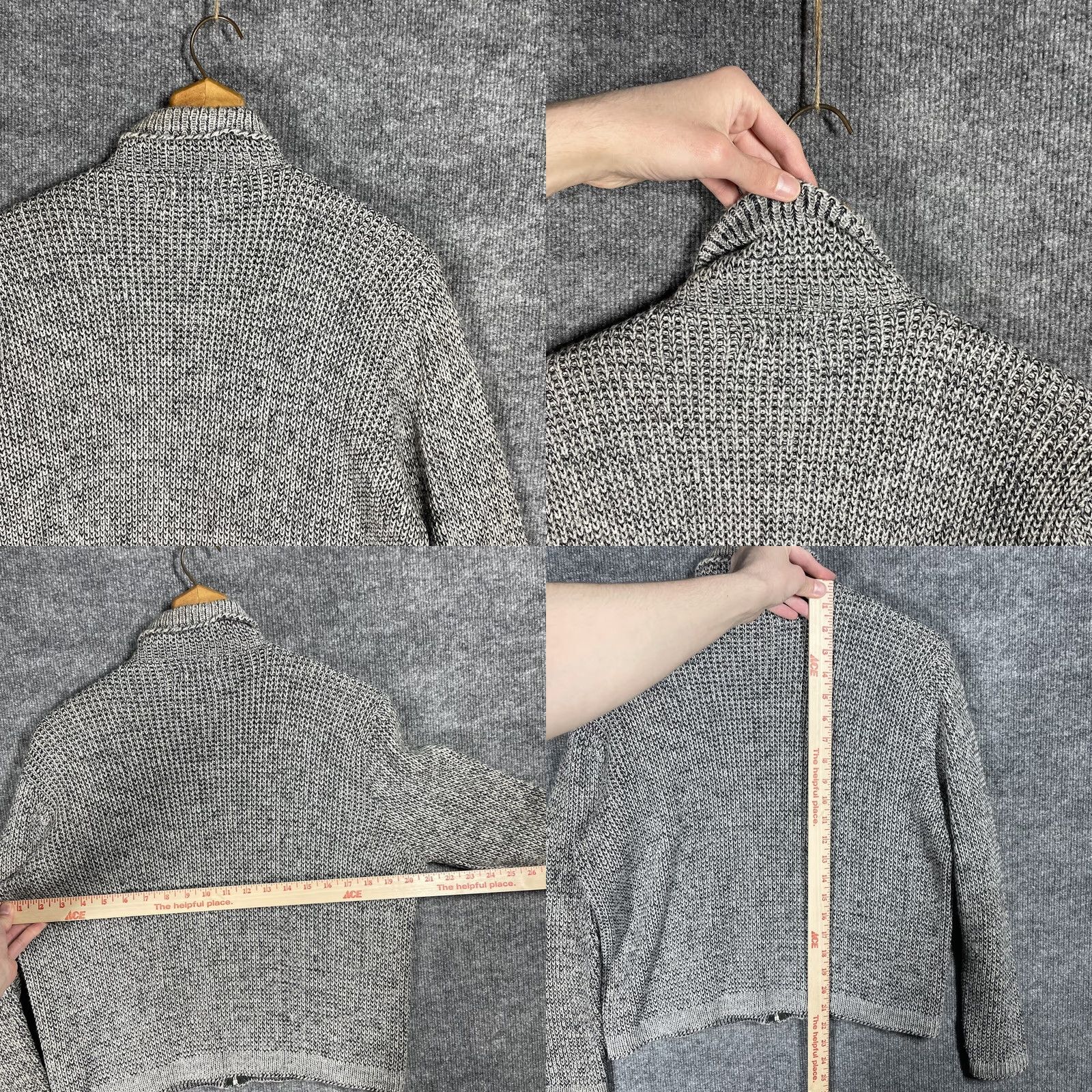 JCPenney VINTAGE Penneys Salt & Pepper Knit Sweater Cardigan Rockabilly Size M Gray 1950s Mens Size M / US 6-8 / IT 42-44 - 9 Thumbnail