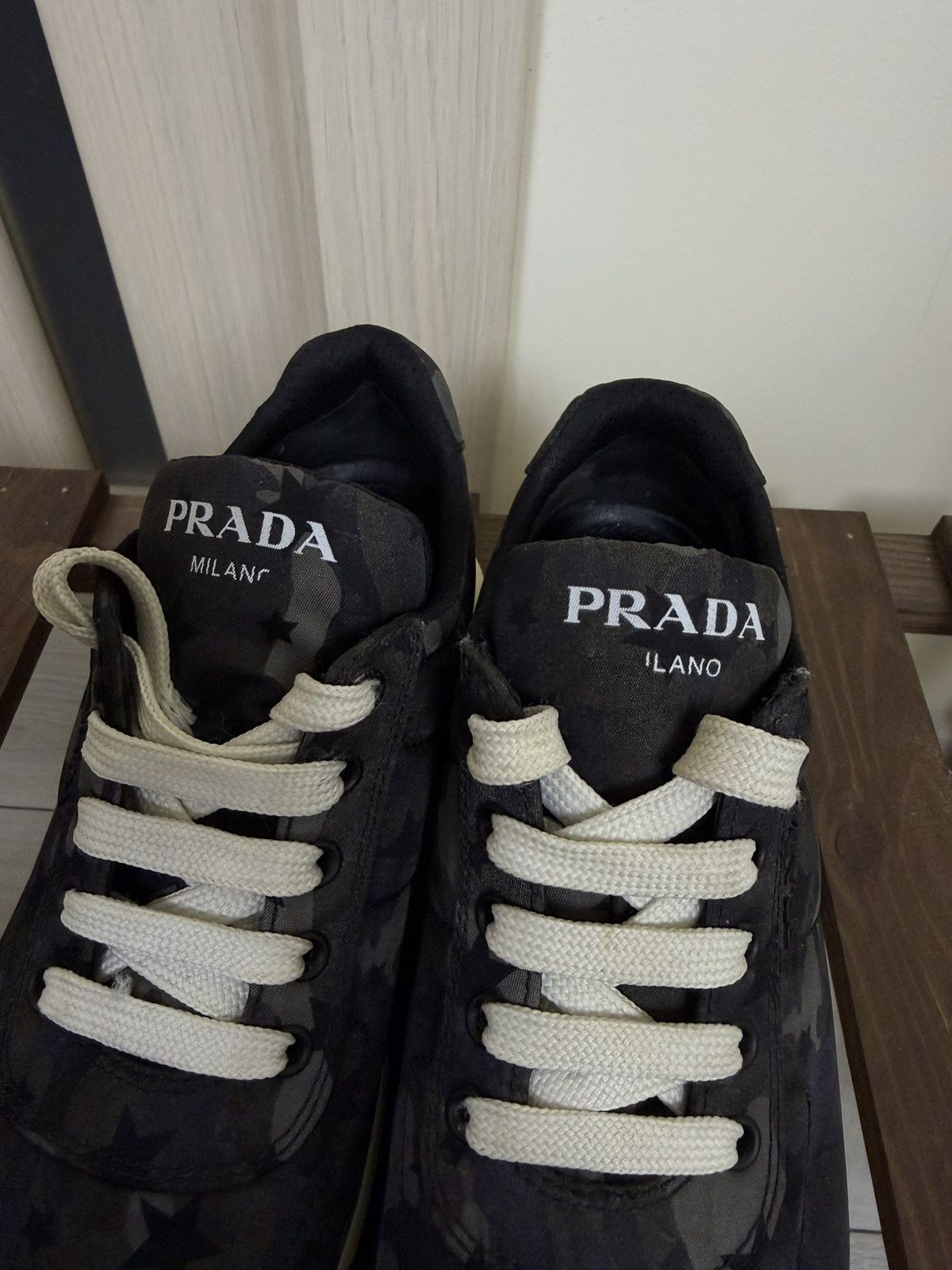 Prada Prada Nylon Camouflage Star Print Low-Top Sneakers shoes Size US 9 / IT 39 - 14 Thumbnail