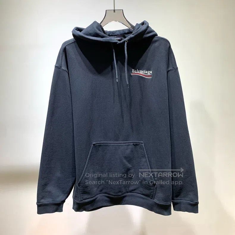 Balenciaga Balenciaga Embroidered Wave Logo Hooded Sweatshirt Size US XL / EU 56 / 4 - 2 Thumbnail