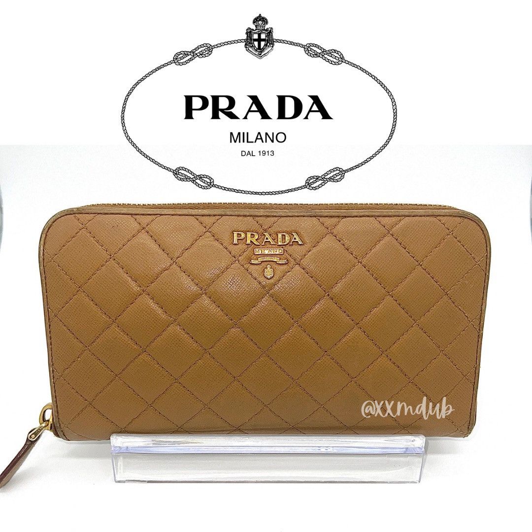 Prada Rare Prada Quilted Diamond Stitch Leather Wallet Camel Size ONE SIZE - 1 Thumbnail