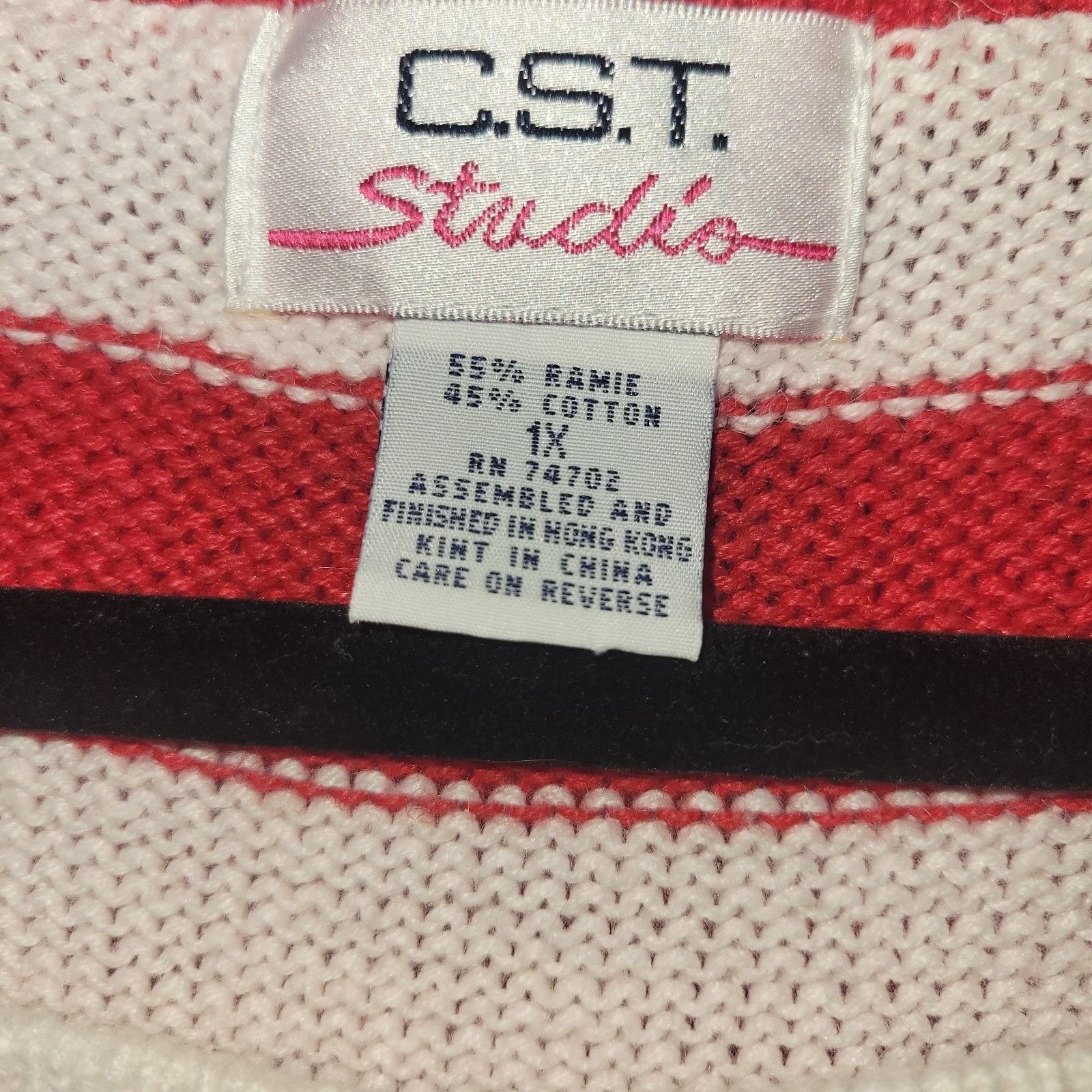 & Other Stories C.S.T. Studio Red White Striped Knit Sweater Top Women’s 1X Size XL / US 12-14 / IT 48-50 - 2 Thumbnail
