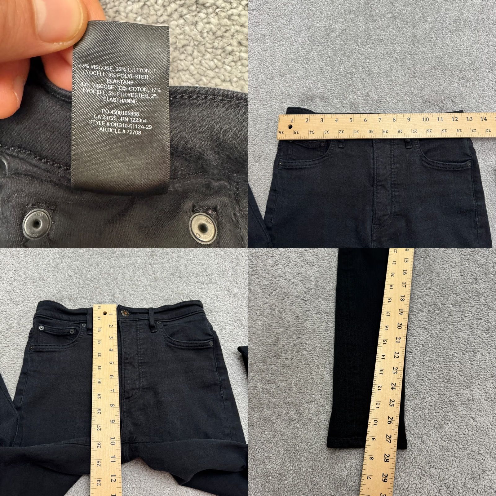 Aritzia Denim Forum The Lola High Rise Skinny Jeans Women 26 Black Stretch Size 26" / US 2 / IT 38 - 9 Thumbnail