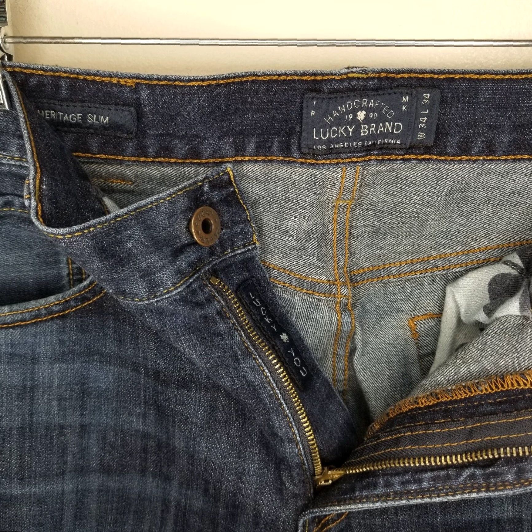 Lucky Brand Lucky Brand 121 Heritage Slim Straight Jeans Mens Size 34x28 Blue Size US 34 / EU 50 - 3 Thumbnail