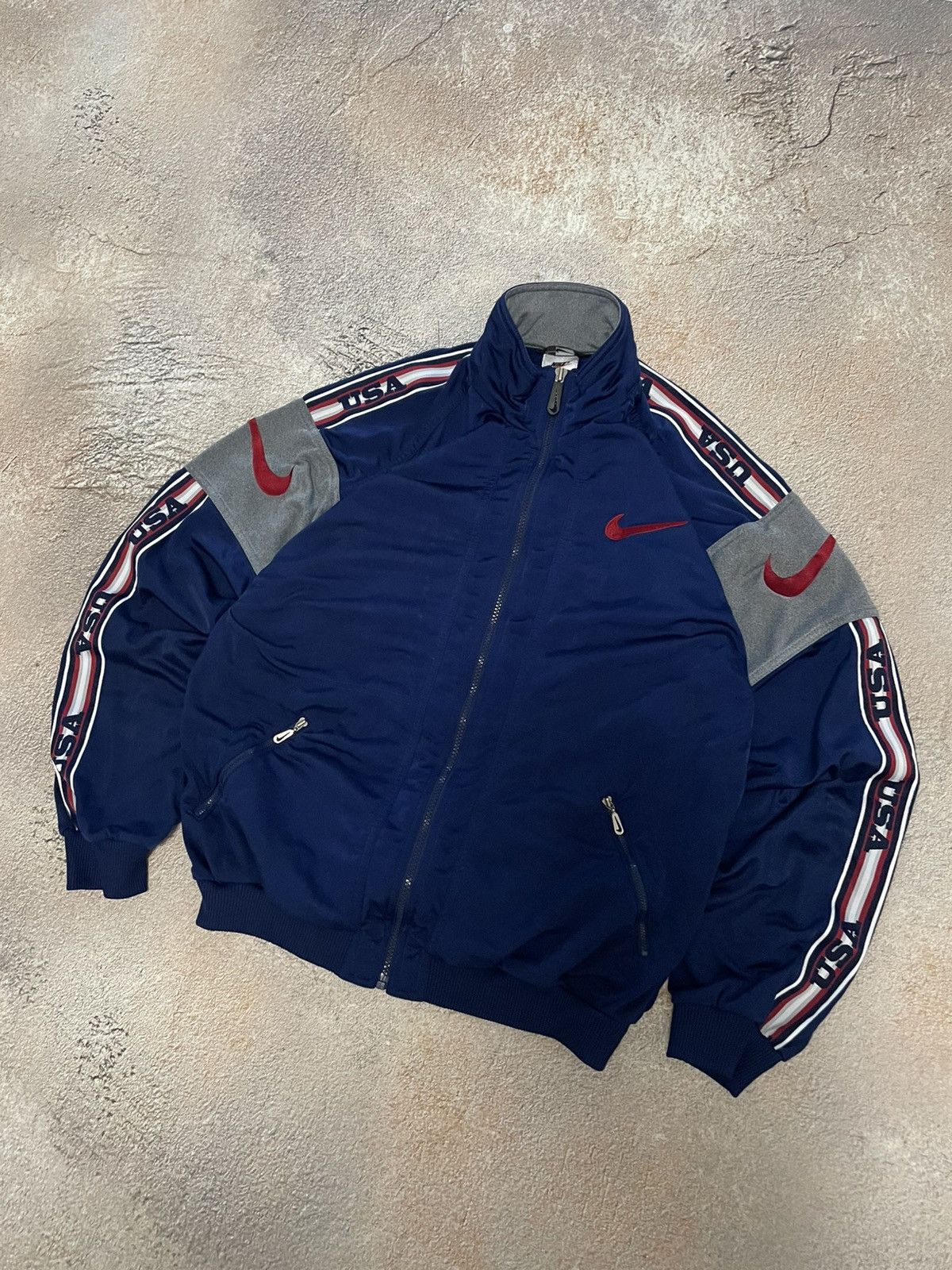 Nike Vintage Nike USA Double Swoosh Cotton Track Jacket Size US M / EU 48-50 / 2 - 2 Thumbnail