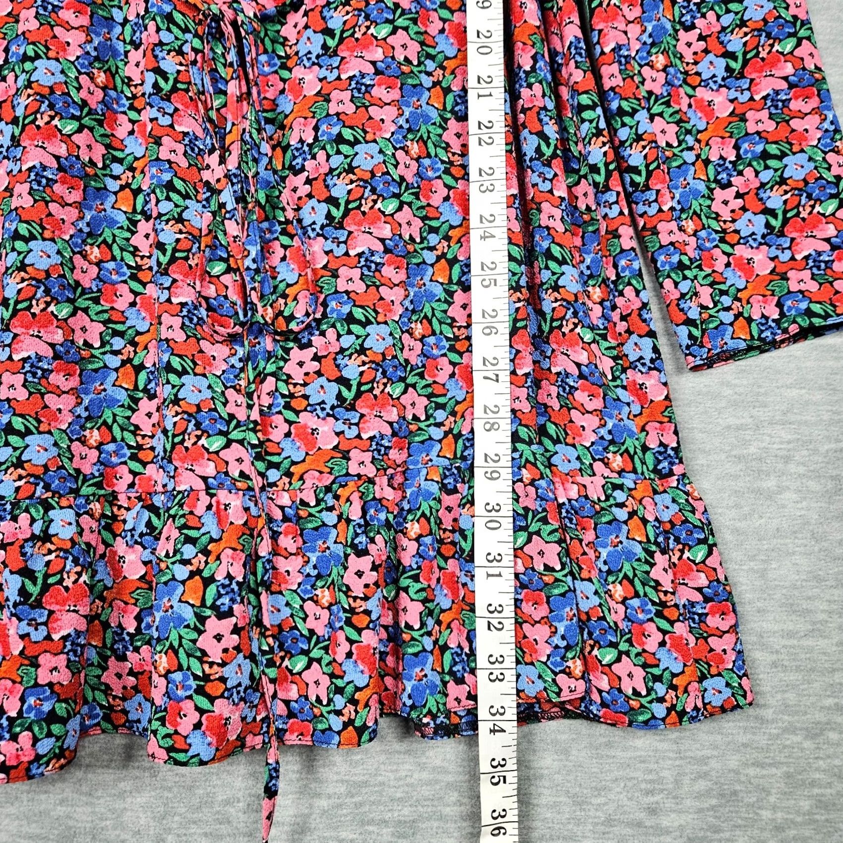 Asos ASOS Design Floral Print Wrap Long Sleeve Women's Mini Dress US 10 Multicolor Size L / US 10 / IT 46 - 4 Thumbnail