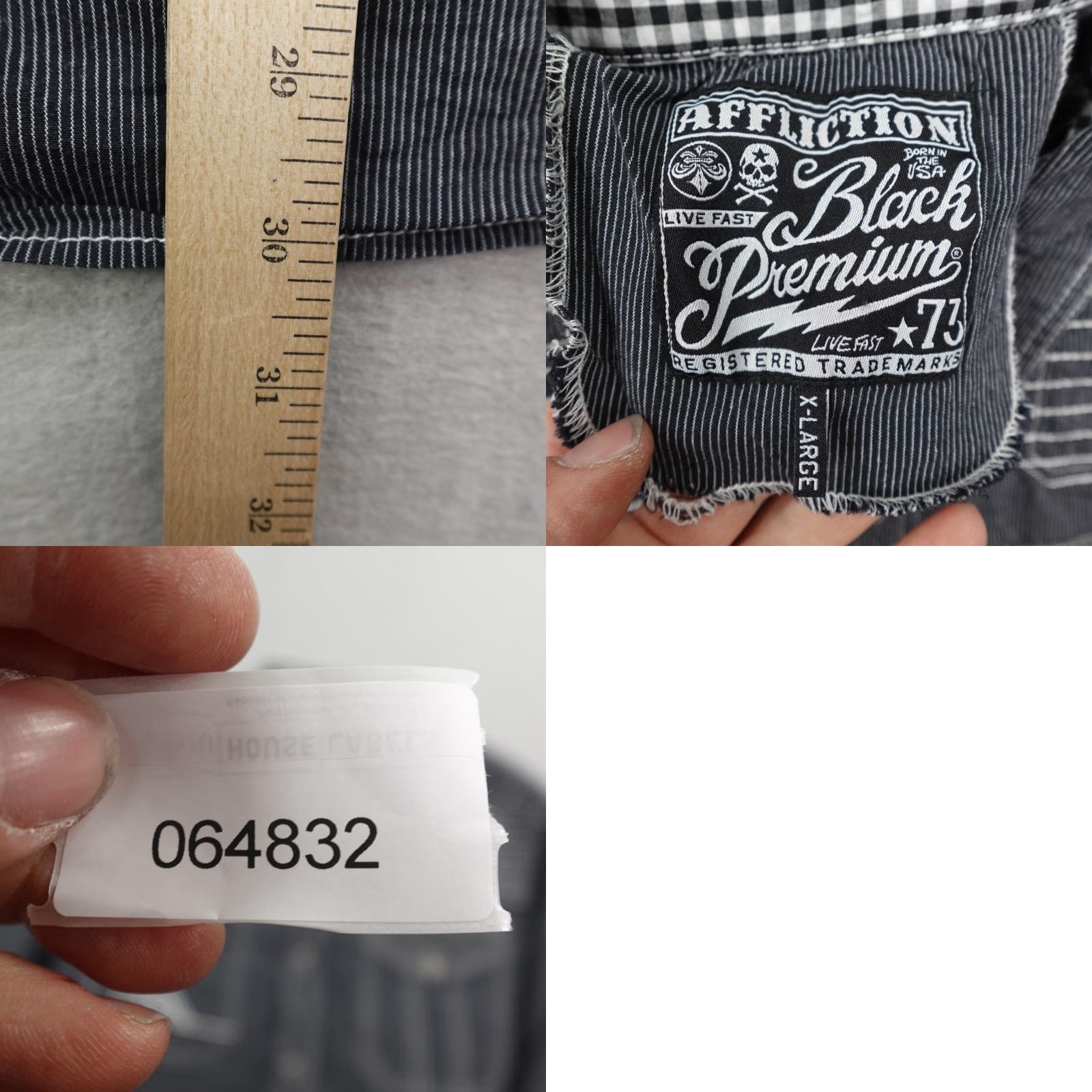 Affliction VINTAGE Affliction Button-Up Shirt Mens XL Gray Striped Premium Casual Travel Outdoor Y2K Size US XL / EU 56 / 4 - 8 Thumbnail