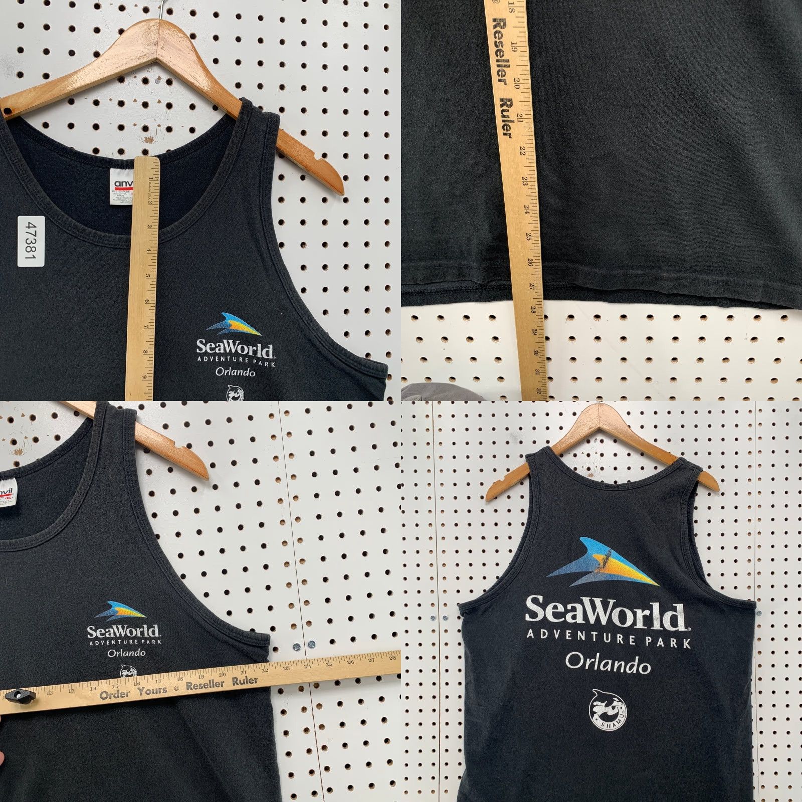 Anvil Vintage Anvil Sea World Tank Mens XL Black Sleeveless T-Shirt USA Size US XL / EU 56 / 4 - 8 Thumbnail