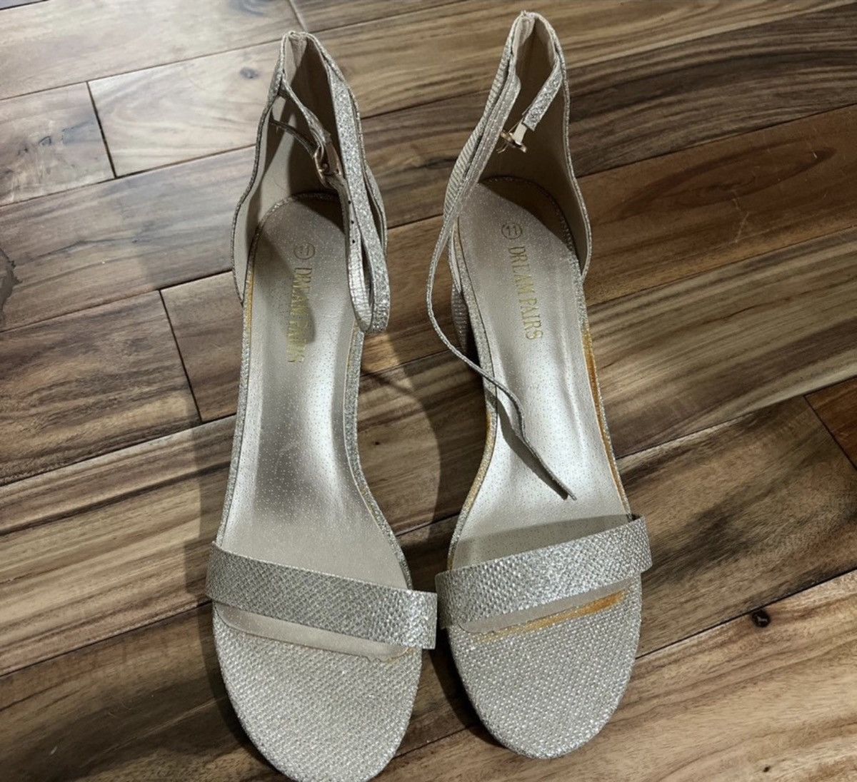 Other Gold Heels with Ankle Strap and Shimmery Finish Size US 11 / IT 41 - 2 Thumbnail