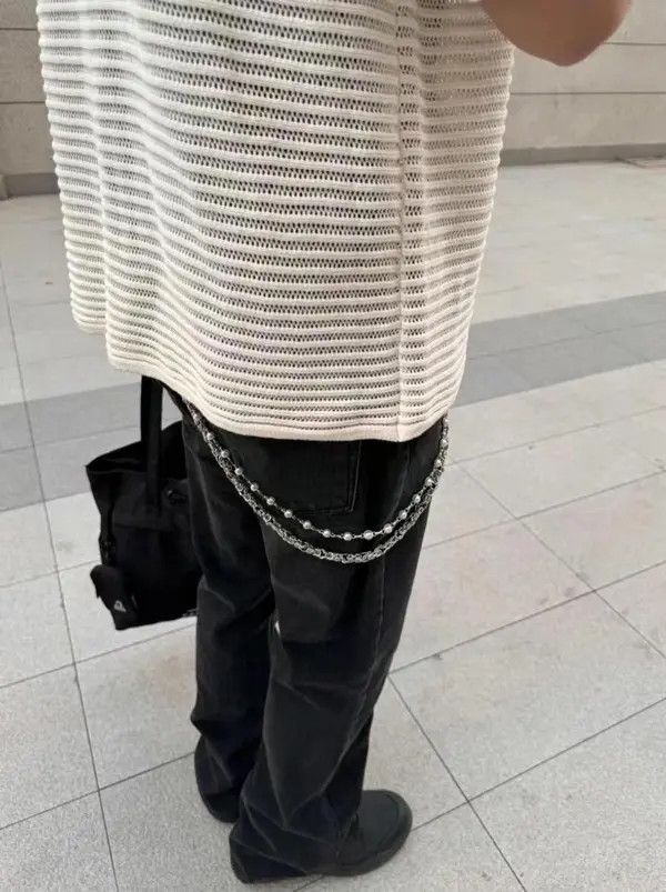 Jewelry Double Layered Pearl Wallet Chain, Keychain for Jeans Size ONE SIZE - 3 Thumbnail