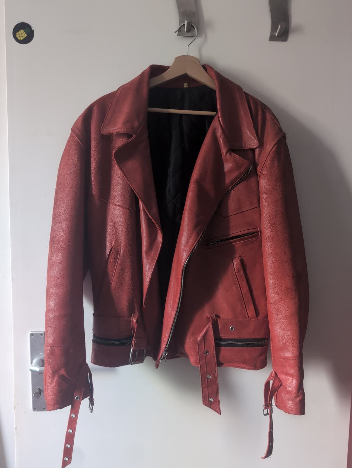 Leather jacket one-off piece red L