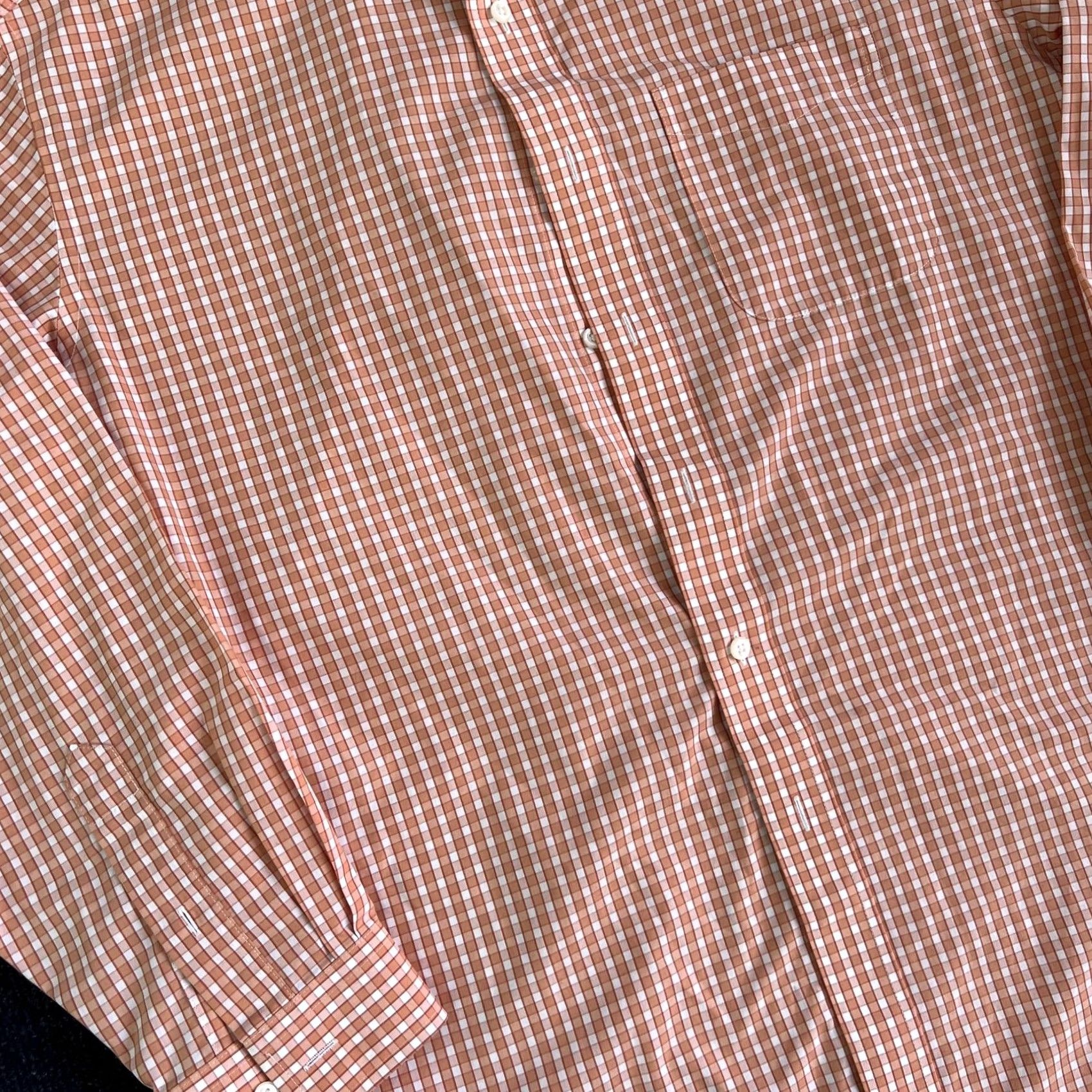 Vintage L.L.Bean Shirt Mens Large Orange Check Wrinkle Resistant Button Front Cotton Size US L / EU 52-54 / 3 - 2 Thumbnail