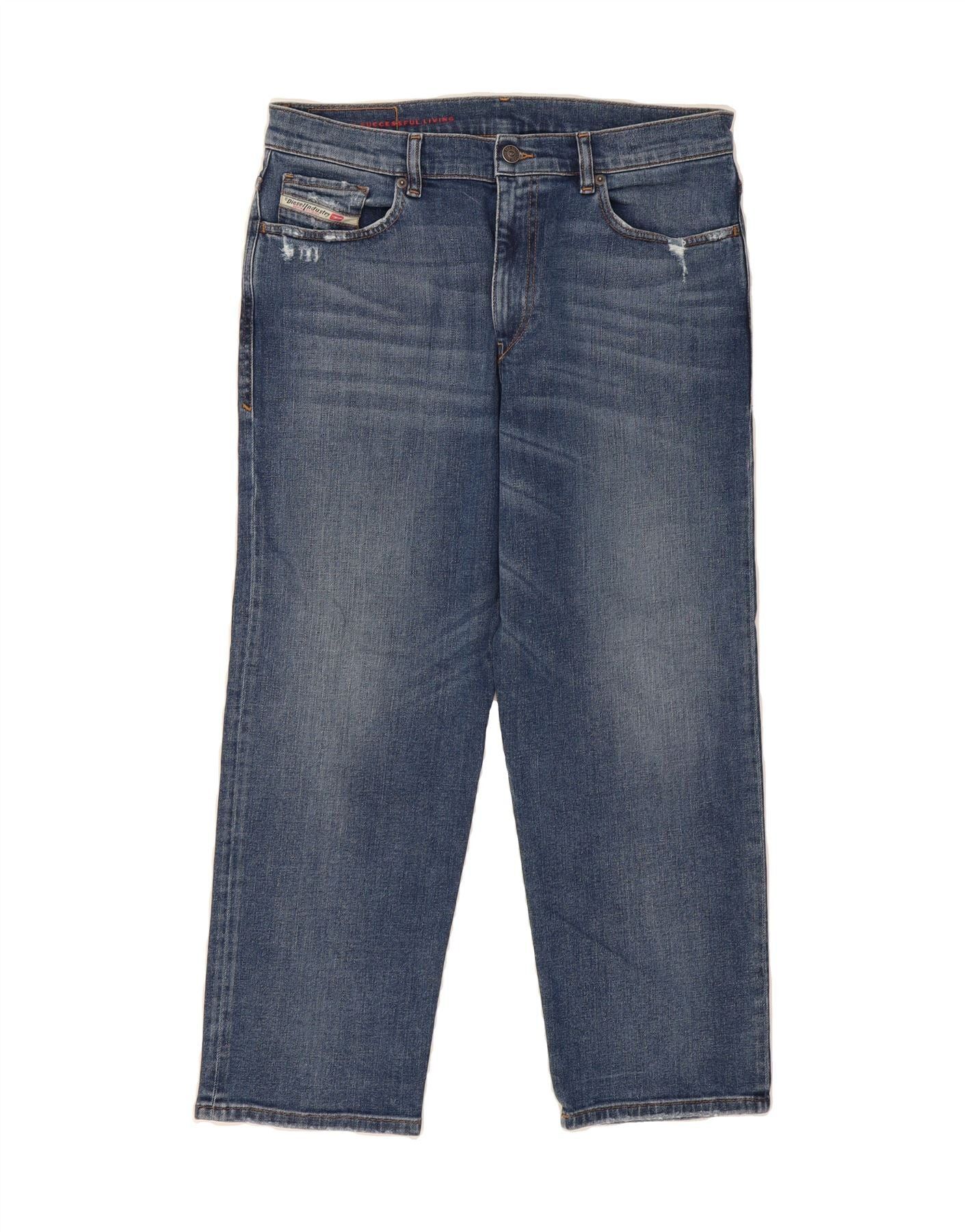Diesel Womens Cropped Jeans W31 L24 Blue Cotton Size 42" / US 20 - 1 Thumbnail