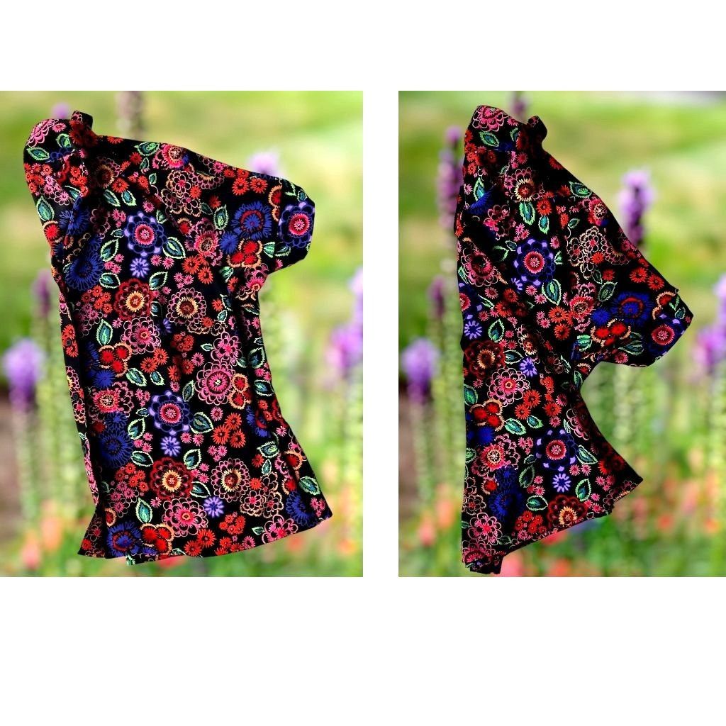 Vintage VTG Elementz Blouse Woman 1X Black Floral Shirt Button Short Size XL / US 12-14 / IT 48-50 - 11 Thumbnail