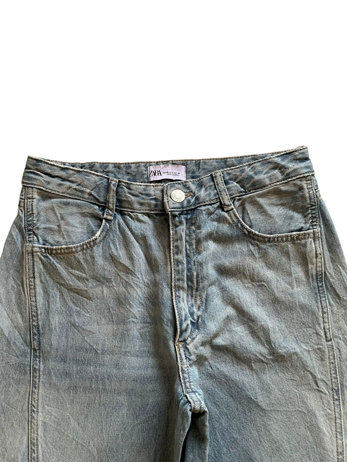 Zara SALES🔥Vintage Zara Faded Wash Cargo Style Baggy Jeans Size US 29 - 4 Thumbnail