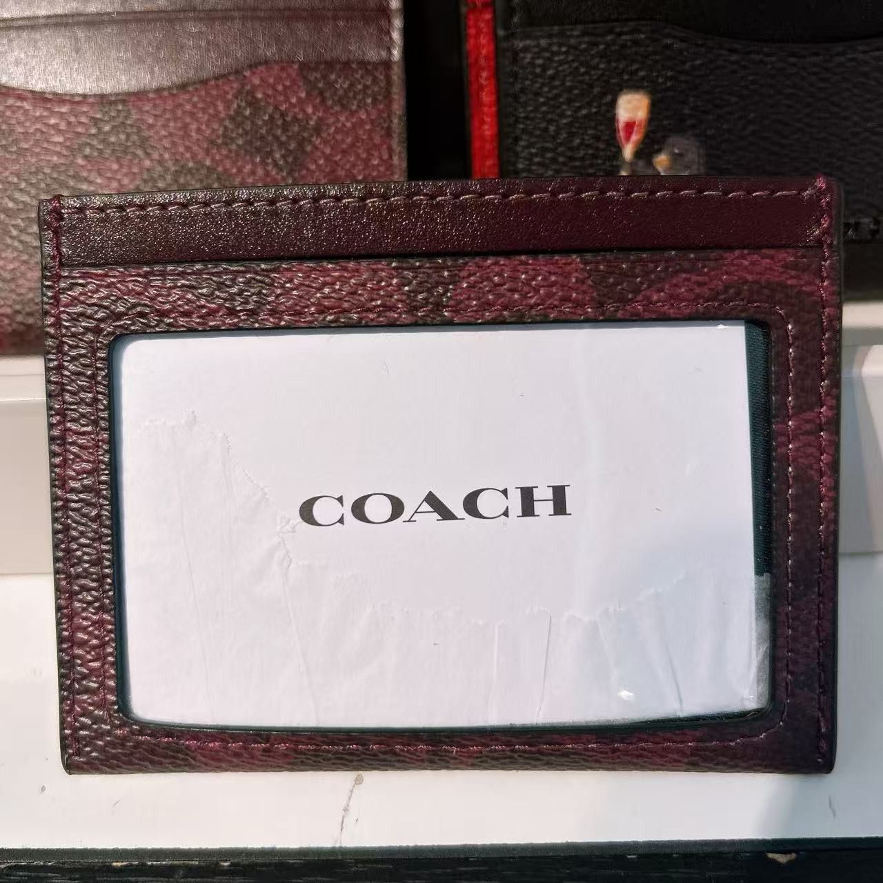 Coach Slim Id Card Case In Signature Canvas CW366 Black Currant Size ONE SIZE - 2 Thumbnail