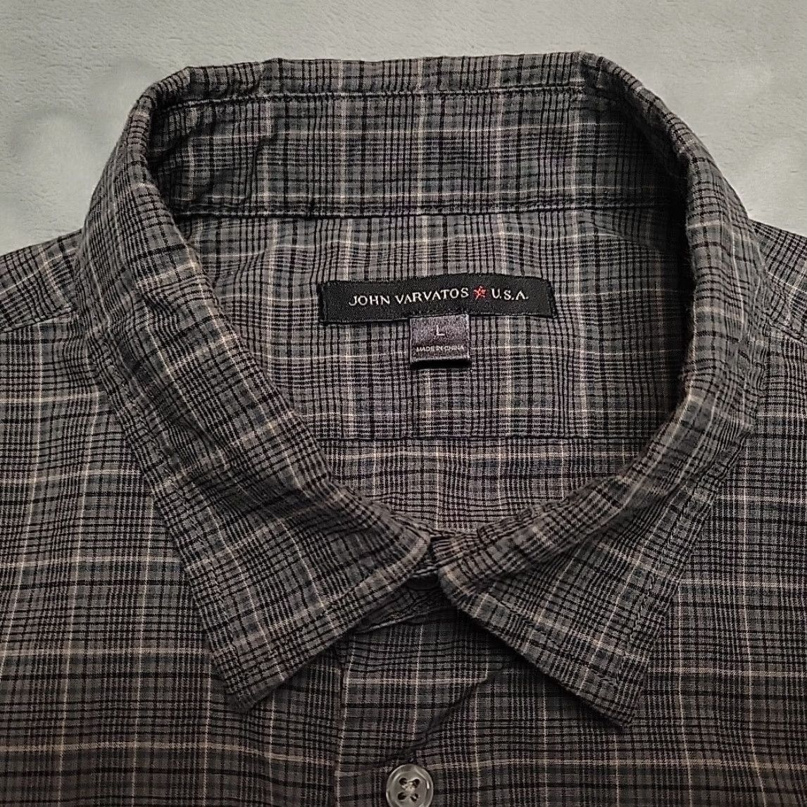John Varvatos VINTAGE John Varvatos Shirt Mens L Gray Plaid Woven Button Up Casual Long Sleeve Cotton Size US L / EU 52-54 / 3 - 2 Thumbnail