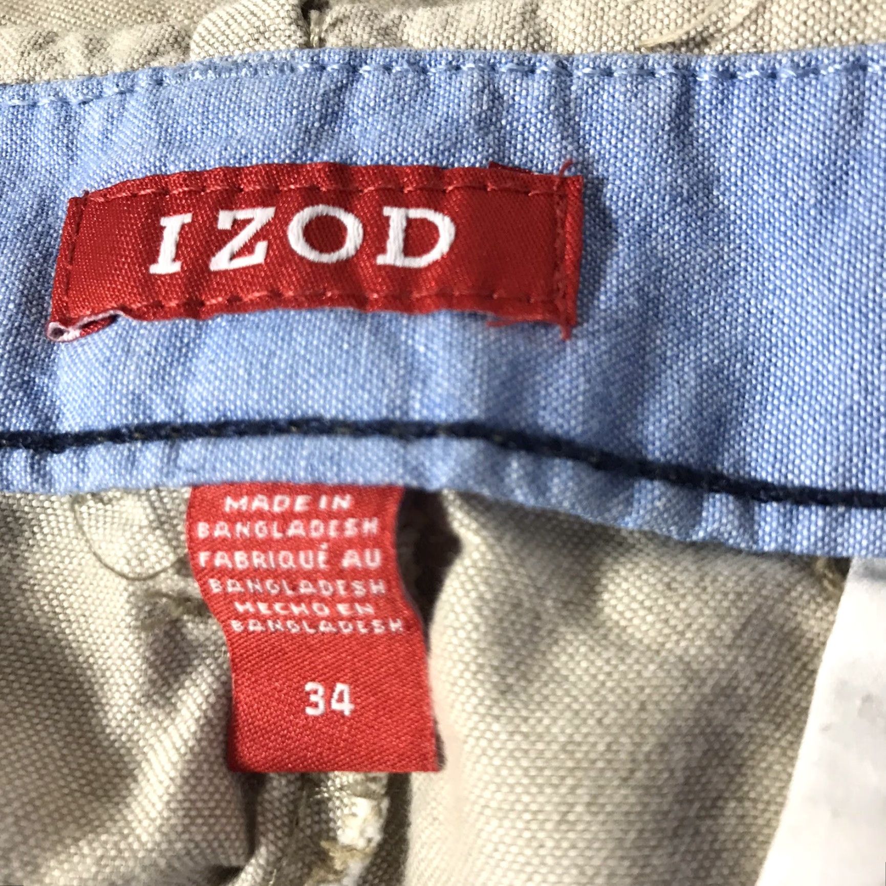 Izod VINTAGE IZOD Men's Khaki Cotton Chino Shorts Size 34 Casual Summer Breathable Beige Size US 34 / EU 50 - 4 Thumbnail