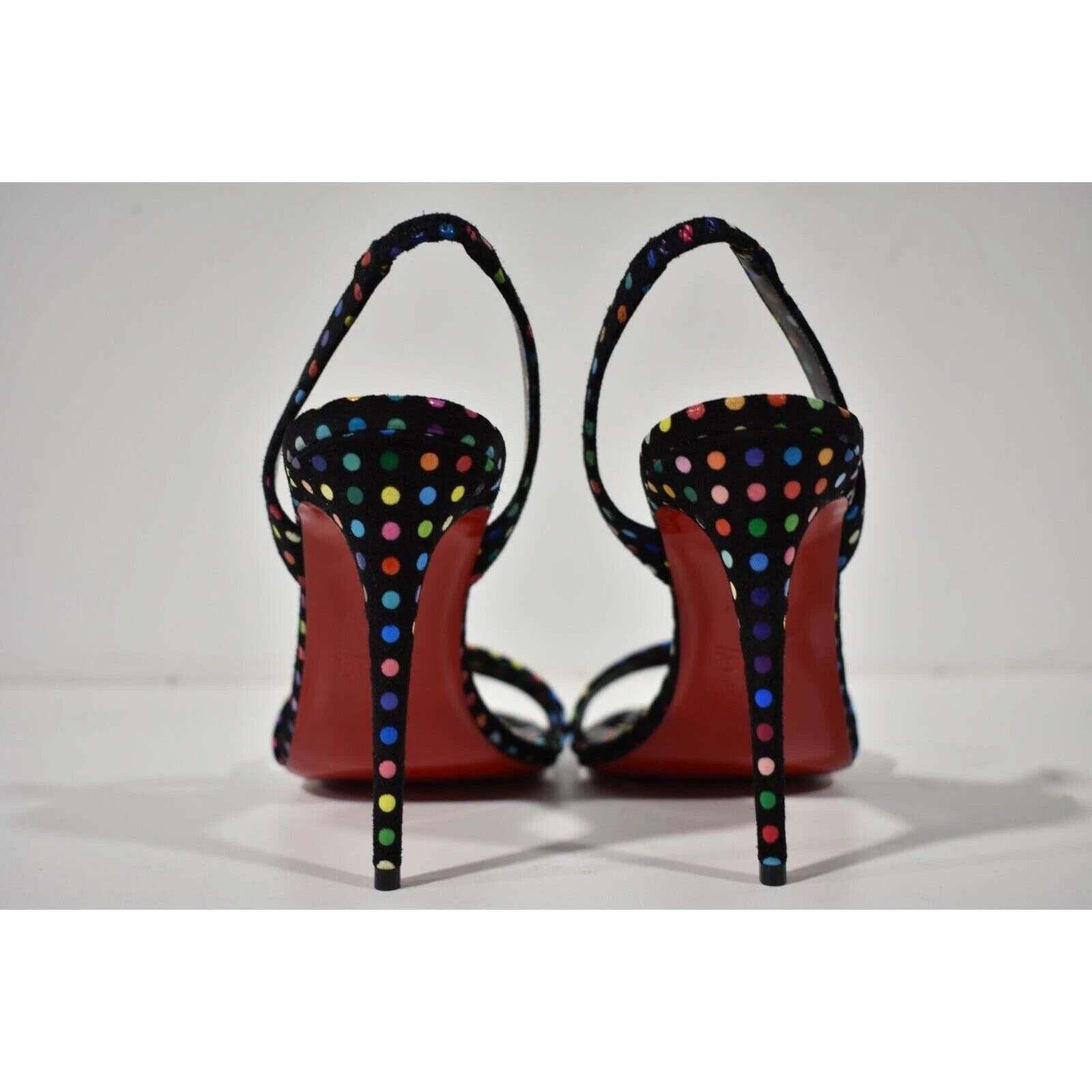 Christian Louboutin O Marylin 100 Black Polka Dot Slingback Sandal Heel Pump 39 Size US 9 / IT 39 - 11 Thumbnail