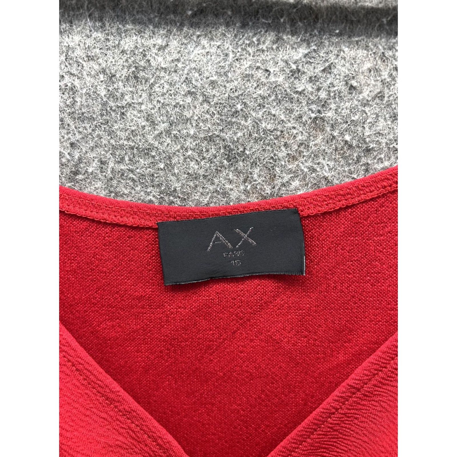 Vintage AX Paris Dress Womens 16 Red Off Shoulder Wrap Bodycon Short Party Cocktail Dress Size 38" / US 16 / IT 52 - 2 Thumbnail