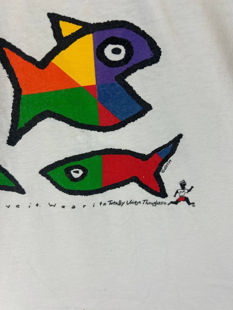 Vintage Vintage 90s Totally Unique Thoughts , Fish Artwork Size US L / EU 52-54 / 3 - 4 Thumbnail