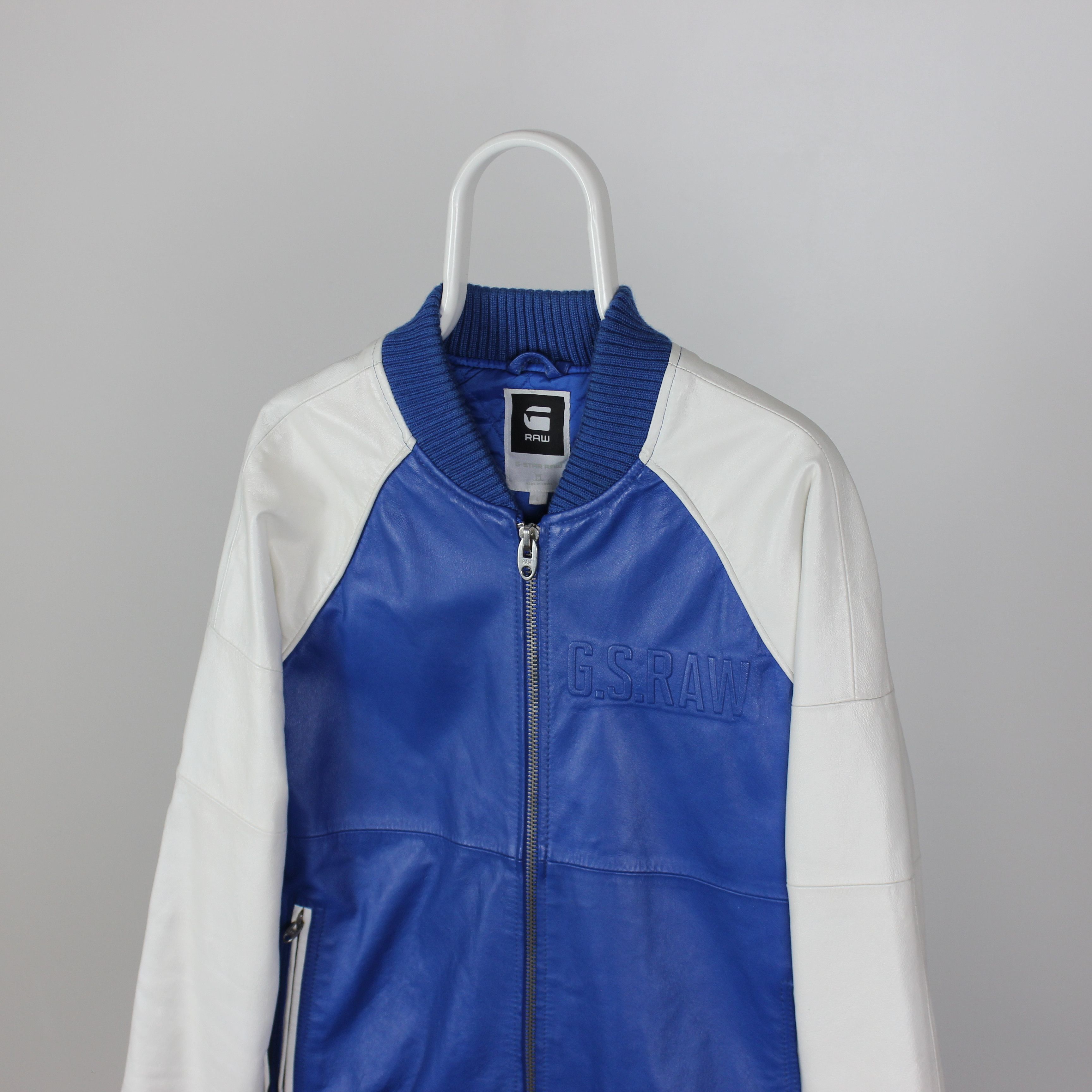 G-Star Vintage 90s G-Star Raw Leather Oxford Bomber Jacket Rare Y2K Size US L / EU 52-54 / 3 - 1 Thumbnail