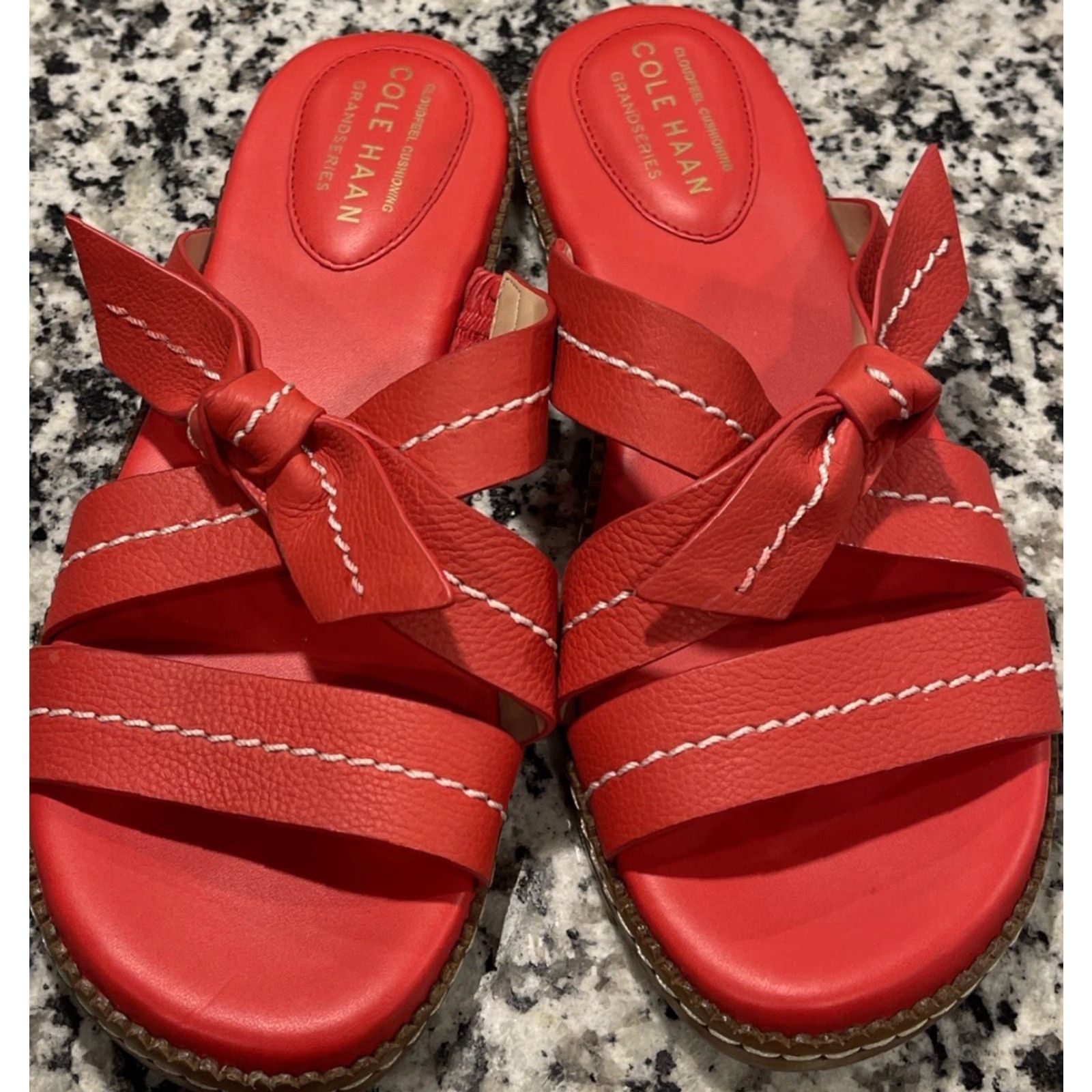 Cole Haan Cole Haan Sandal Women Cloud All Day Leather Slide 6.5 True Red W23473 Size US 6.5 / IT 36.5 - 2 Thumbnail