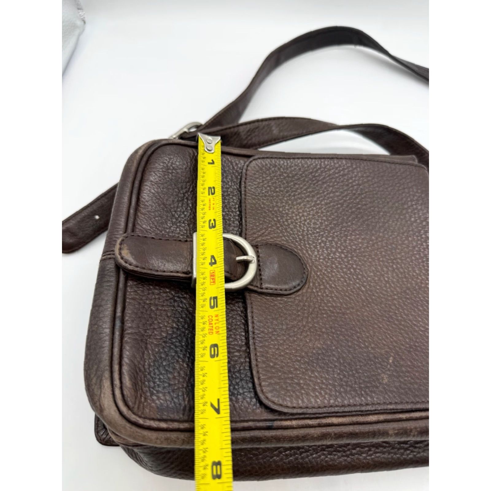 Eddie Bauer Eddie Bauer Brown Pebbled Leather Organizer Crossbody Purse Adj Strap Two Sided Crossbody Womens ADULT? Size ONE SIZE - 3 Thumbnail