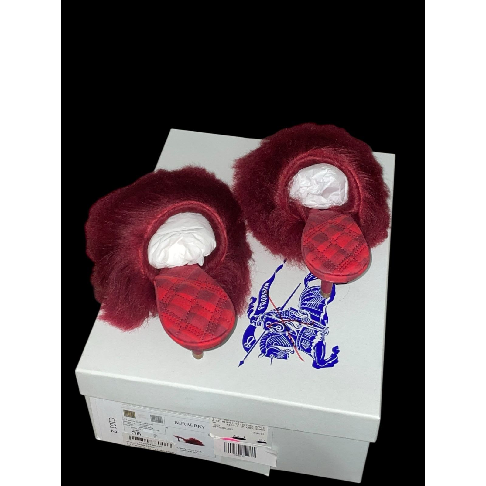 Burberry Burberry Minnie Jackie Shearling Mules Slide Sandal Red Size US 6 / IT 36 - 3 Thumbnail