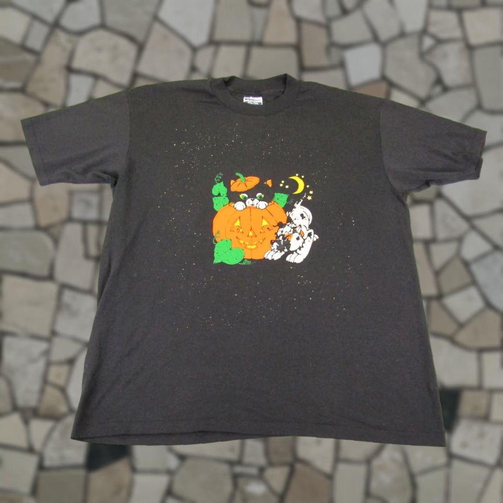 Hanes VINTAGE Hanes Halloween Shirt Mens XL Black Cat Pumpkin 90s Graphic Print Short Sleeve T-Shirt Crew Neck Size US XL / EU 56 / 4 - 1 Thumbnail