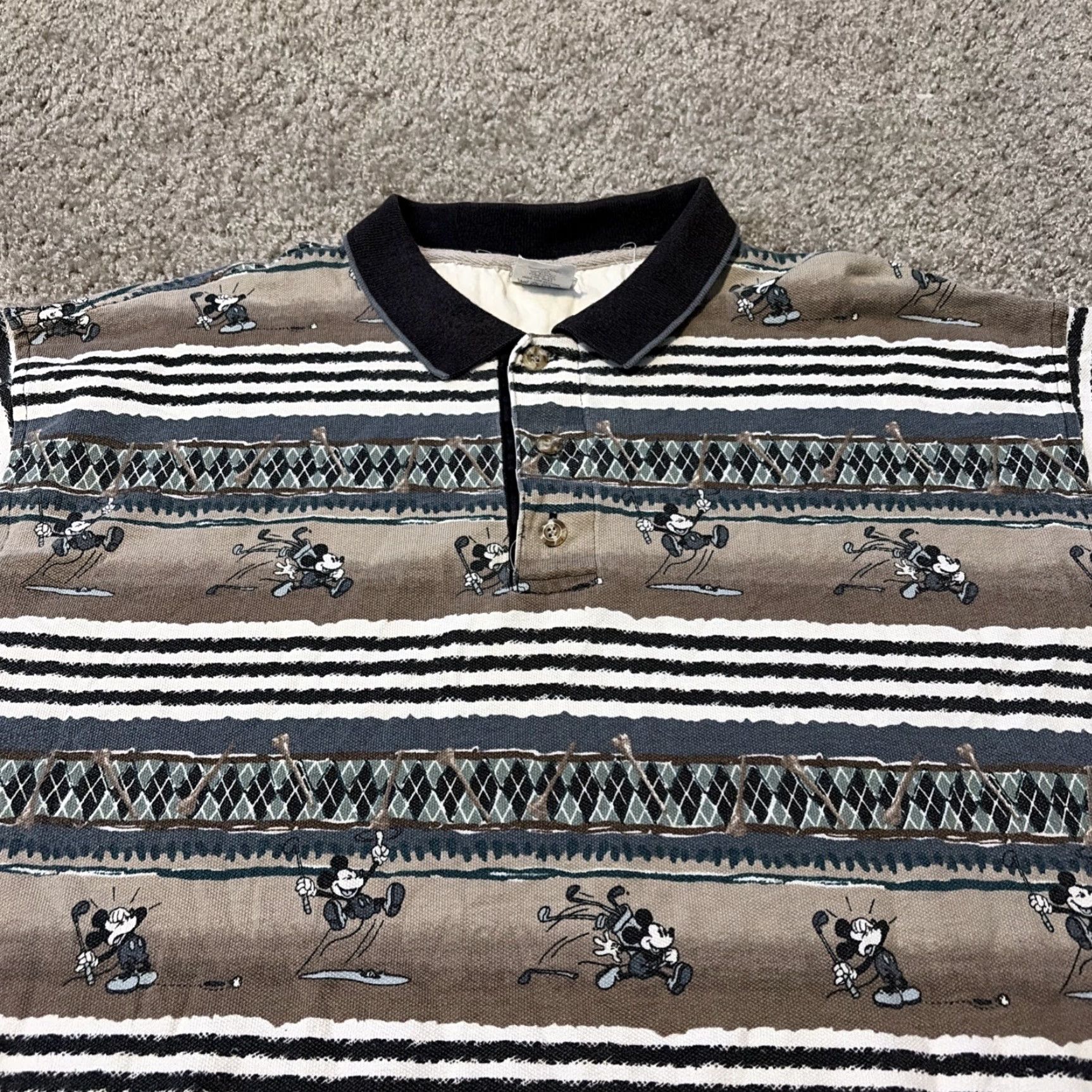 Disney VINTAGE 90s Mickey Mouse Disney All Over Print Golf Collared Shirt XL Size US XL / EU 56 / 4 - 3 Thumbnail