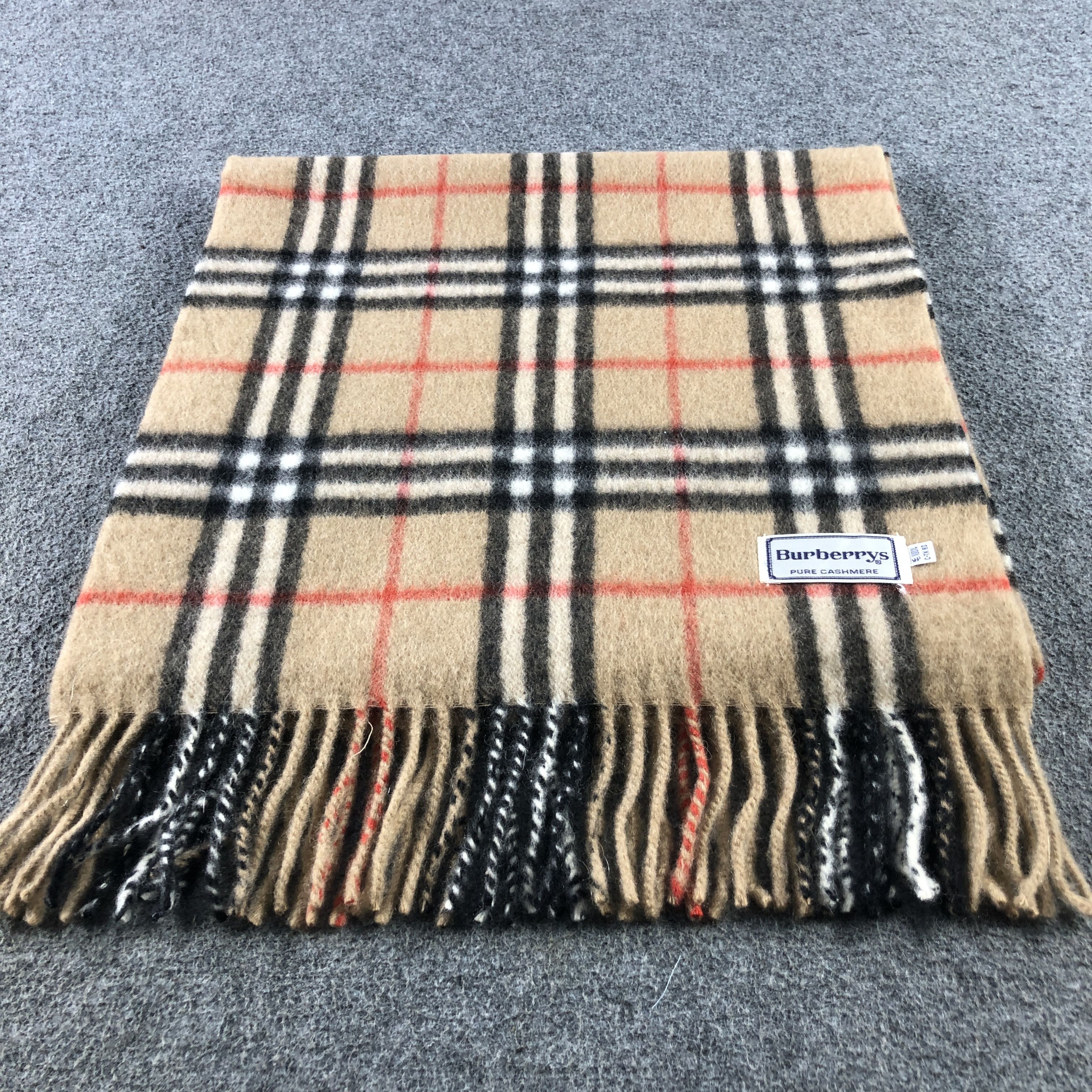 Burberry Burberry Tan Nova Check Cashmere Scarf Muffler V2871 Size ONE SIZE - 5 Thumbnail