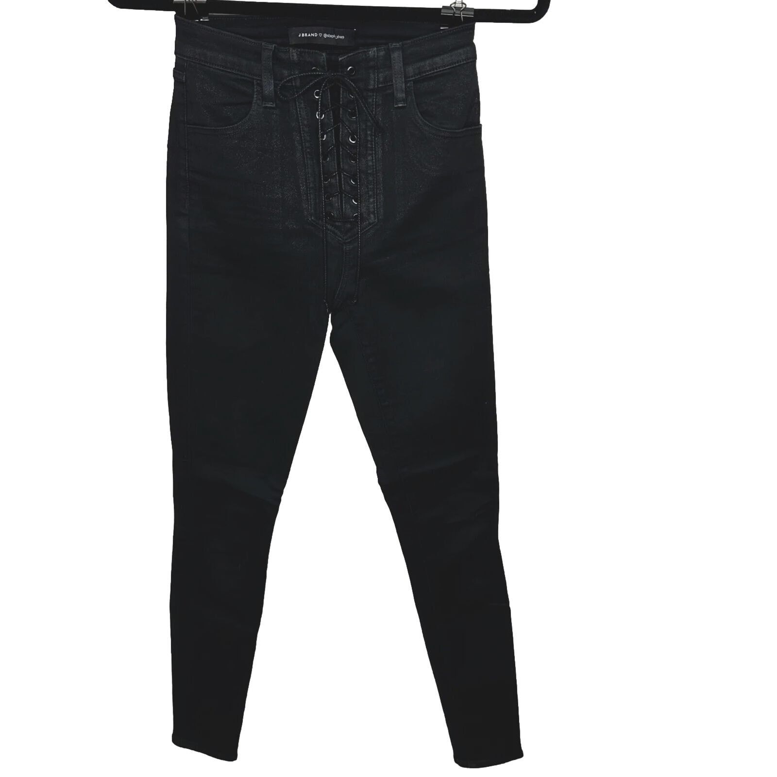 J Brand J Brand Steph Shep Black High-Rise Lace Up jean Vendetta 25 Size 25" / US 0 / IT 36 - 1 Thumbnail