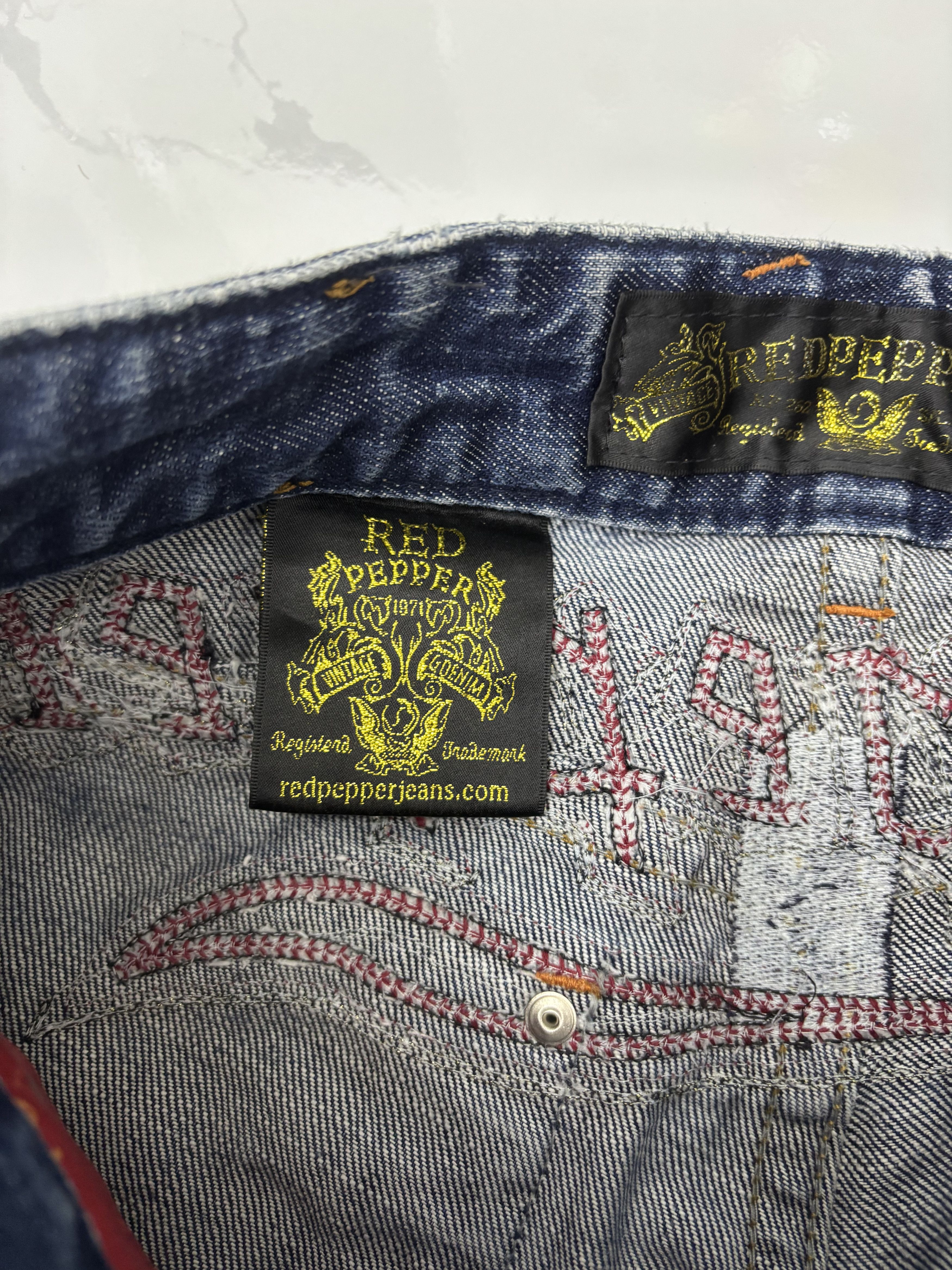 Hysteric Glamour × If Six Was Nine × Le Grande Bleu (L.G.B.) Vintage RED PEPPER Bootcut Flare Distressed Denim Jean Size 29" - 10 Thumbnail