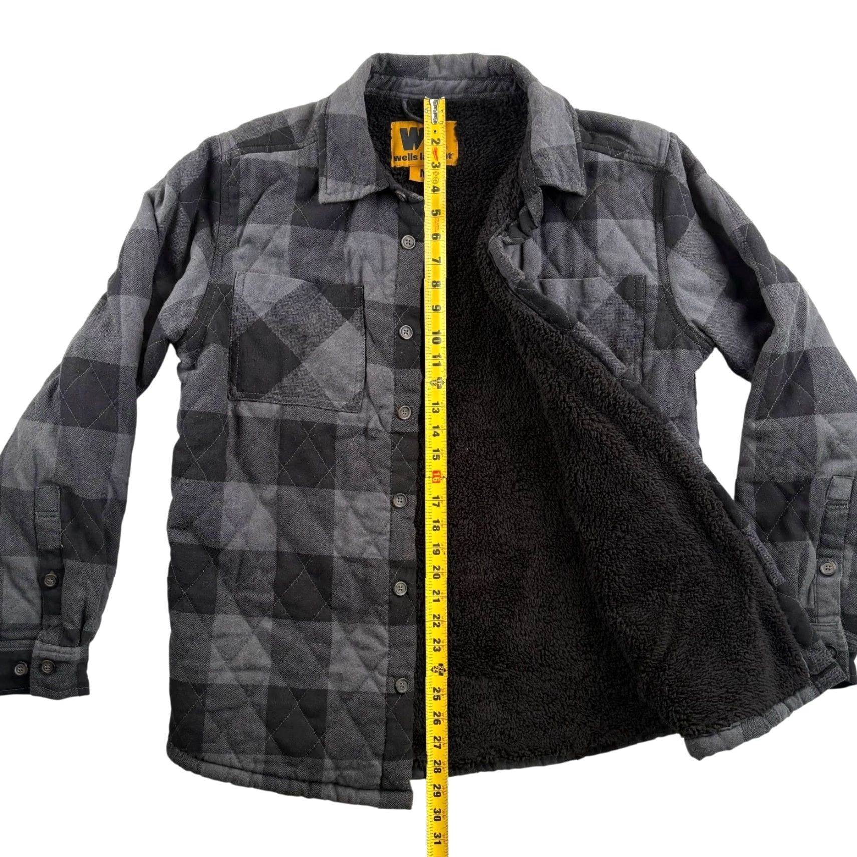 Vintage Wells Lamont Men’s Quilted Sherpa-Lined Plaid Button-Down Jacket Gray Medium Size US M / EU 48-50 / 2 - 5 Thumbnail