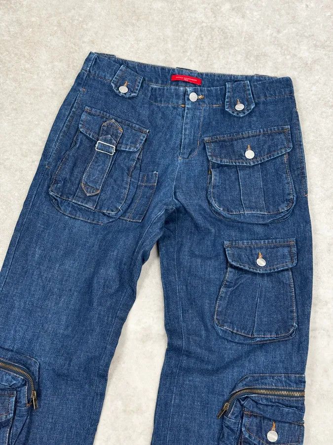 Daniele Alessandrini Daniele Alessandrini Blue Multi-Pocket Cargo Jeans Size US 32 / EU 48 - 6 Thumbnail