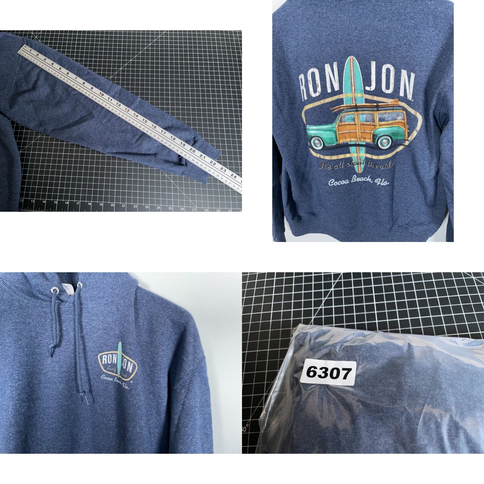 Ron Jon Surf Shop Ron Jon Surf Shop Hoodie Adult Medium Blue Pullover Sweatshirt Graphic Print Cars Classic Car Mens Size US M / EU 48-50 / 2 - 8 Thumbnail