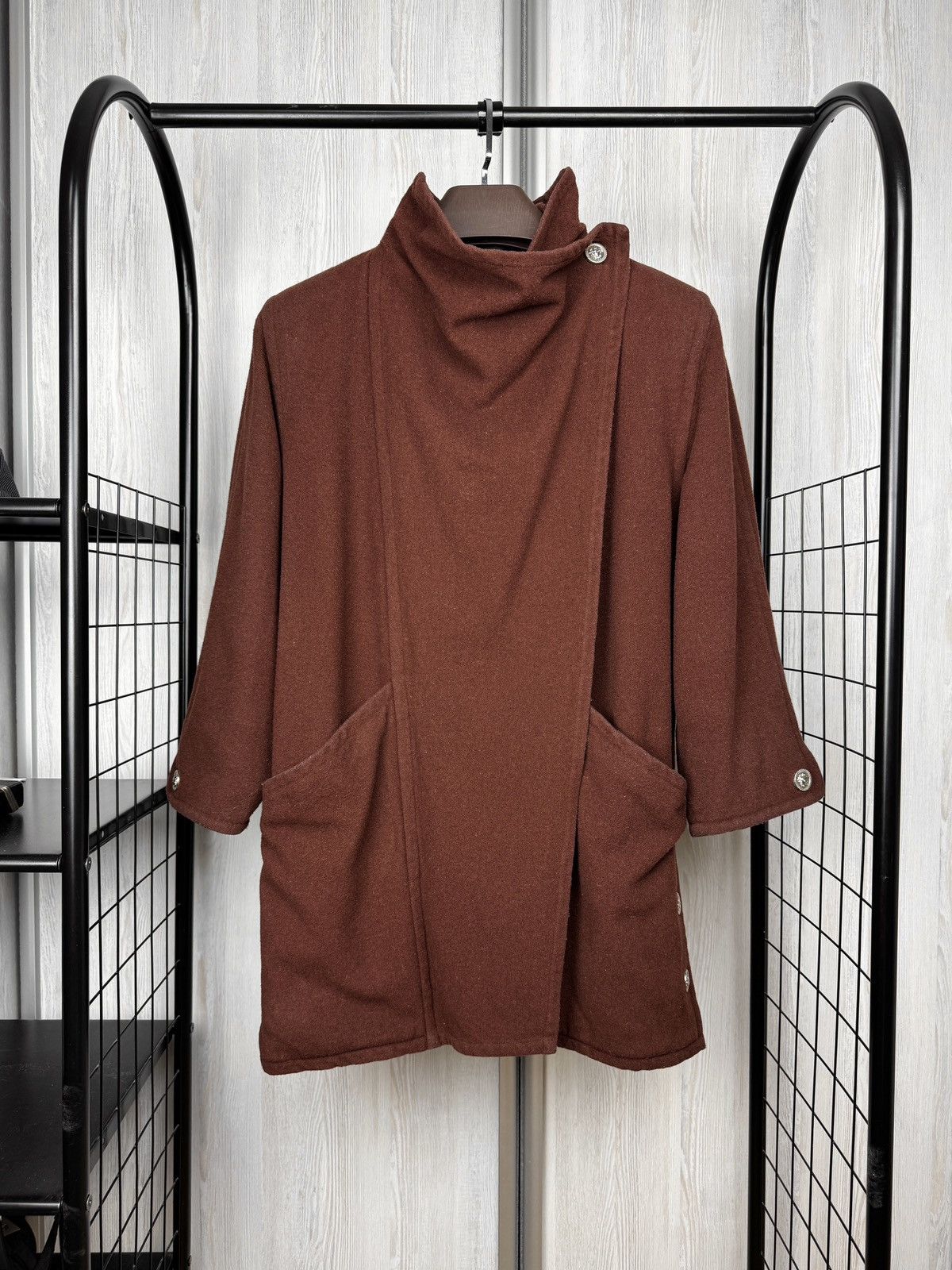 Versace Gianni Versace vintage 90s asymmetrical oversized coat Size L / US 10 / IT 46 - 1 Thumbnail
