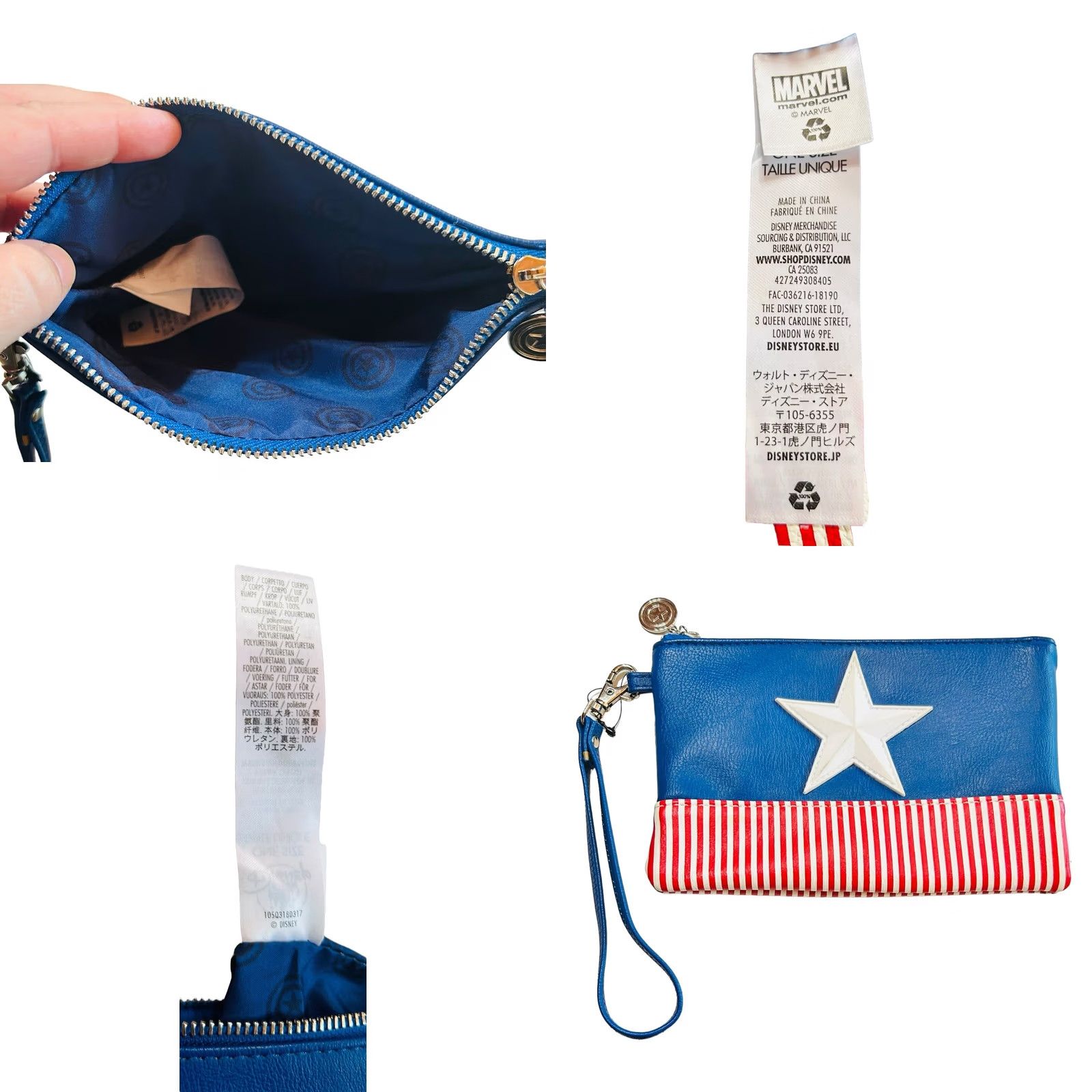 Vintage VINTAGE Marvel Disney Captain America Wristlet Wallet Purse 8"×5" Patriotic / Star NWOT Size ONE SIZE - 10 Thumbnail